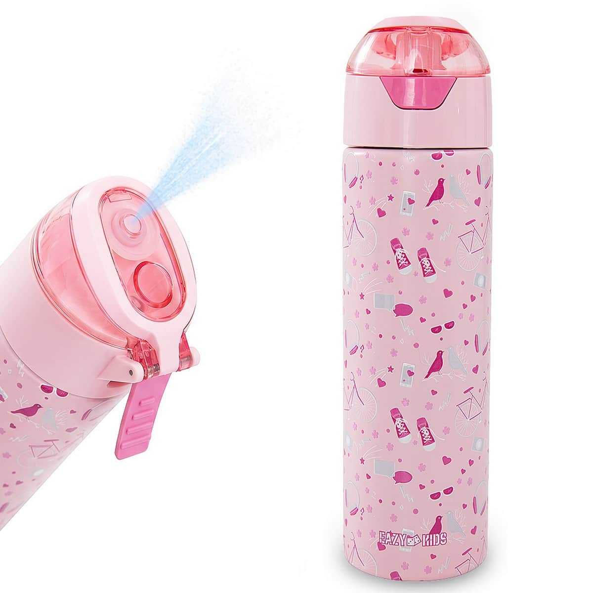 Eazy Kids 640ml Life Pink Insulated Stainless Steel Water Bottle with Spray