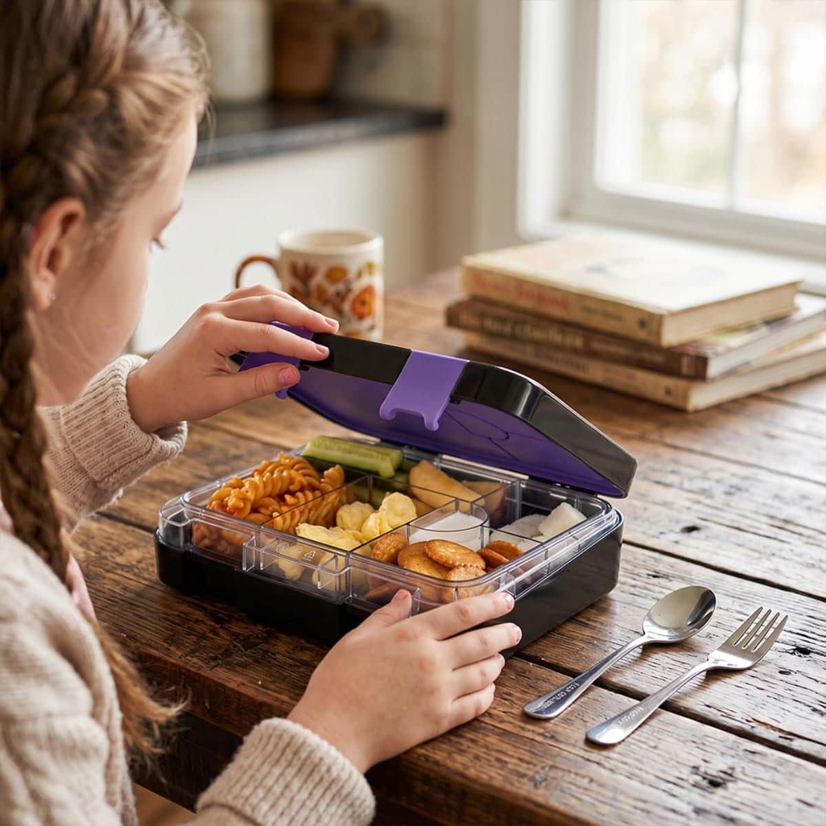 Eazy Kids 640ml Teddy Convertible Bento Lunch Box with Insulated Water Bottle