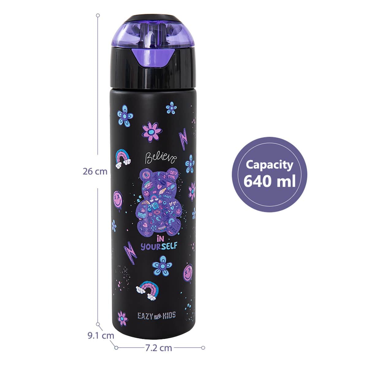 Eazy Kids 640ml Teddy Insulated Stainless Steel Water Bottle with Spray