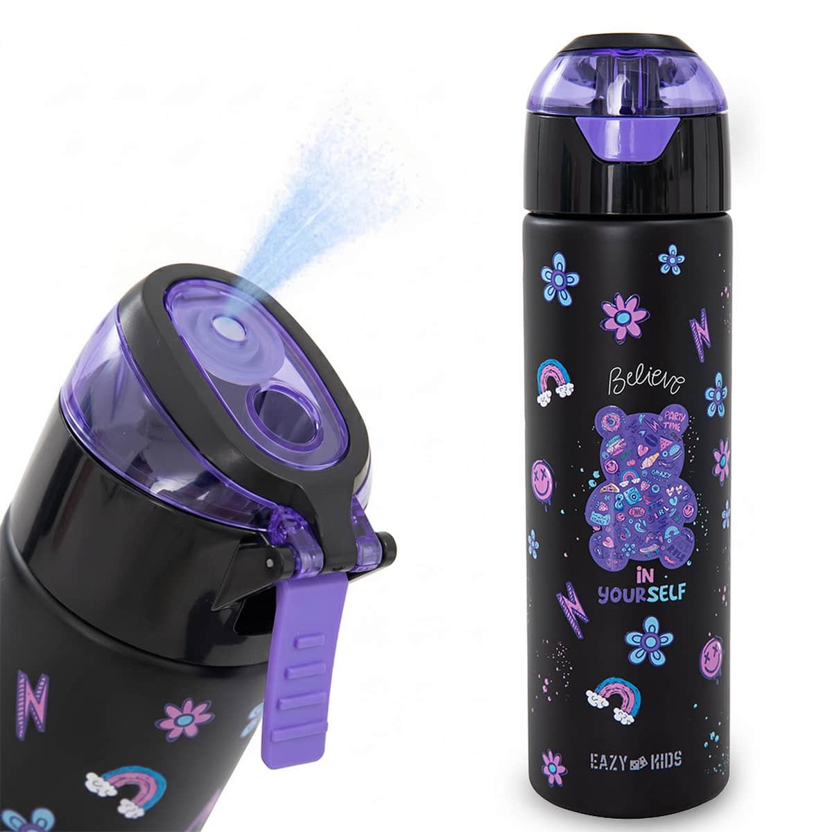 Eazy Kids 640ml Teddy Insulated Stainless Steel Water Bottle with Spray