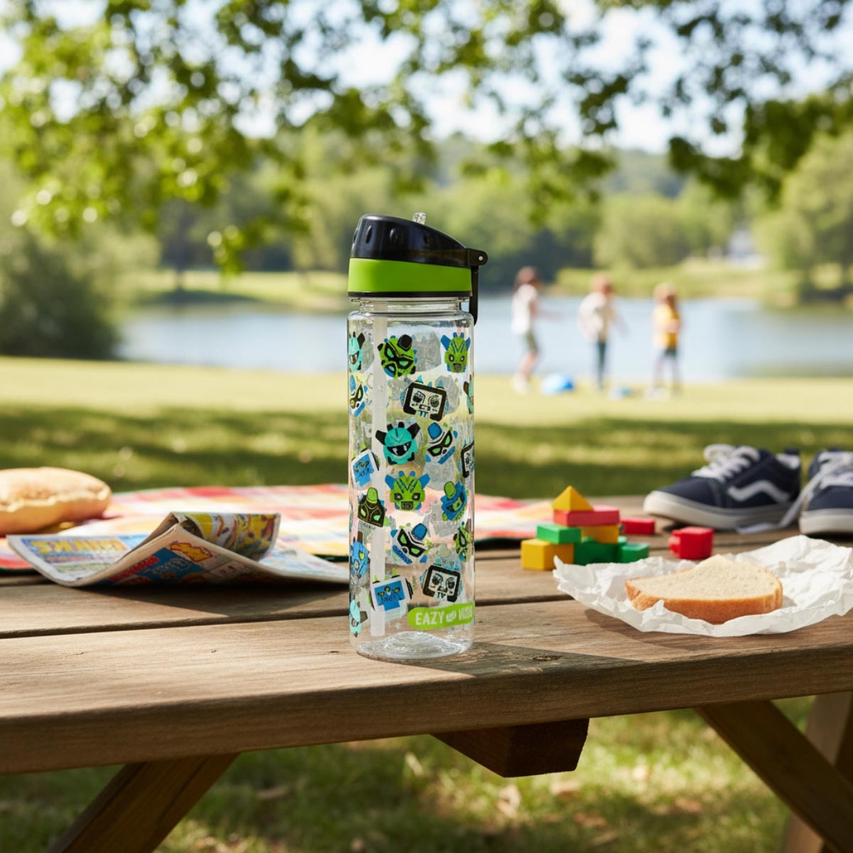 Eazy Kids 650ml Black Tritan Gen Z Water Bottle with Carry Handle