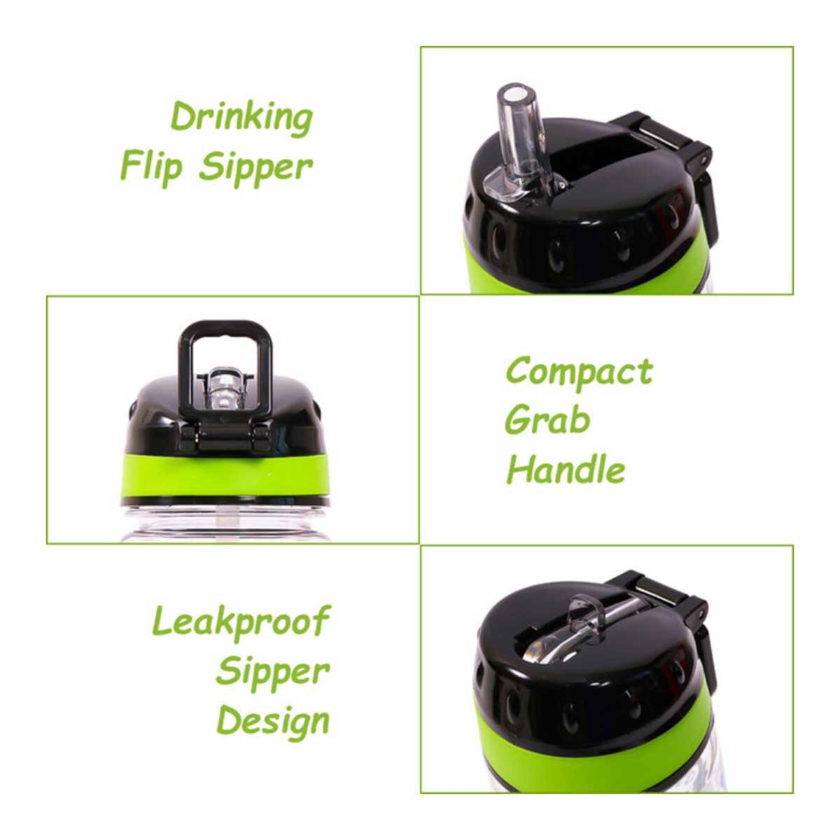 Eazy Kids 650ml Black Tritan Gen Z Water Bottle with Carry Handle