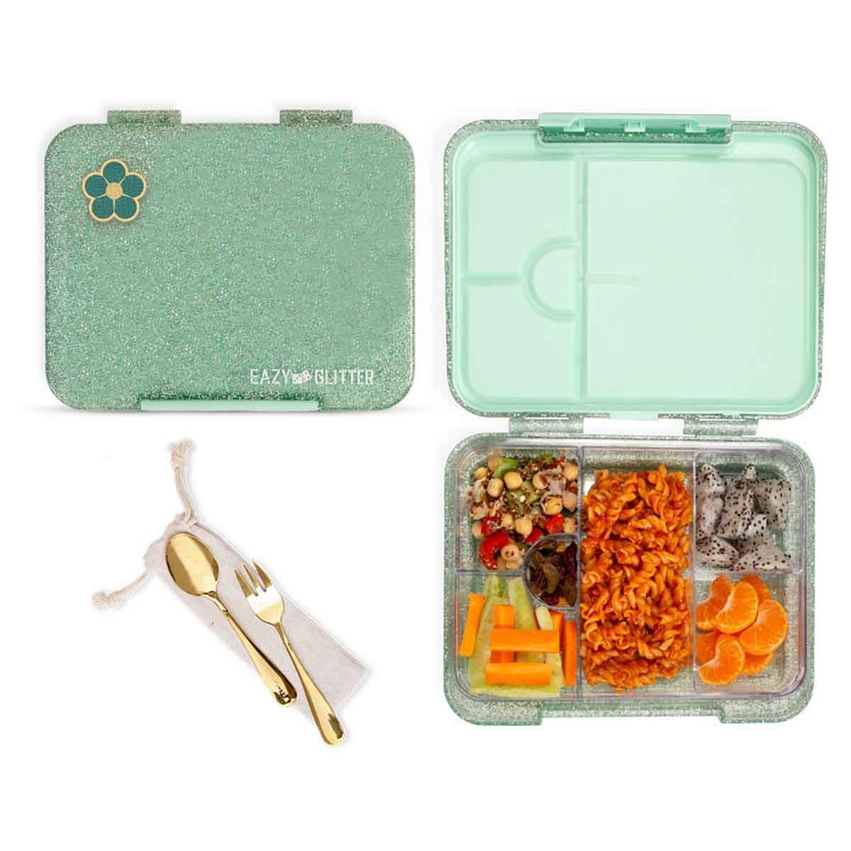 Eazy Kids 1160ml Glitter 6 & 4 Convertible Bento Lunch Box