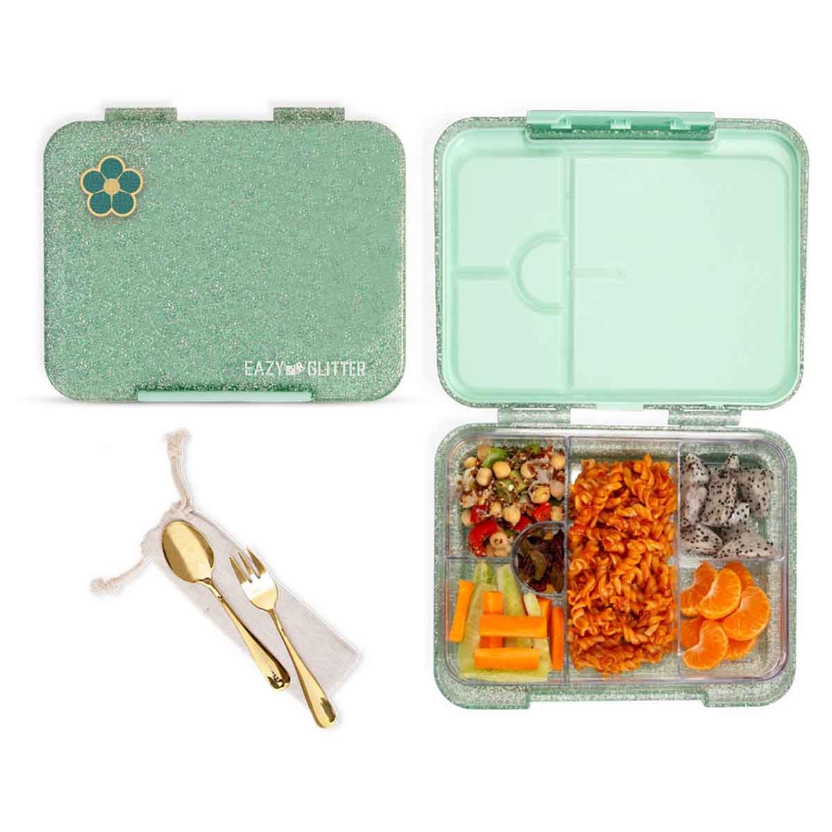 Eazy Kids 1160ml Glitter 6 & 4 Convertible Bento Lunch Box