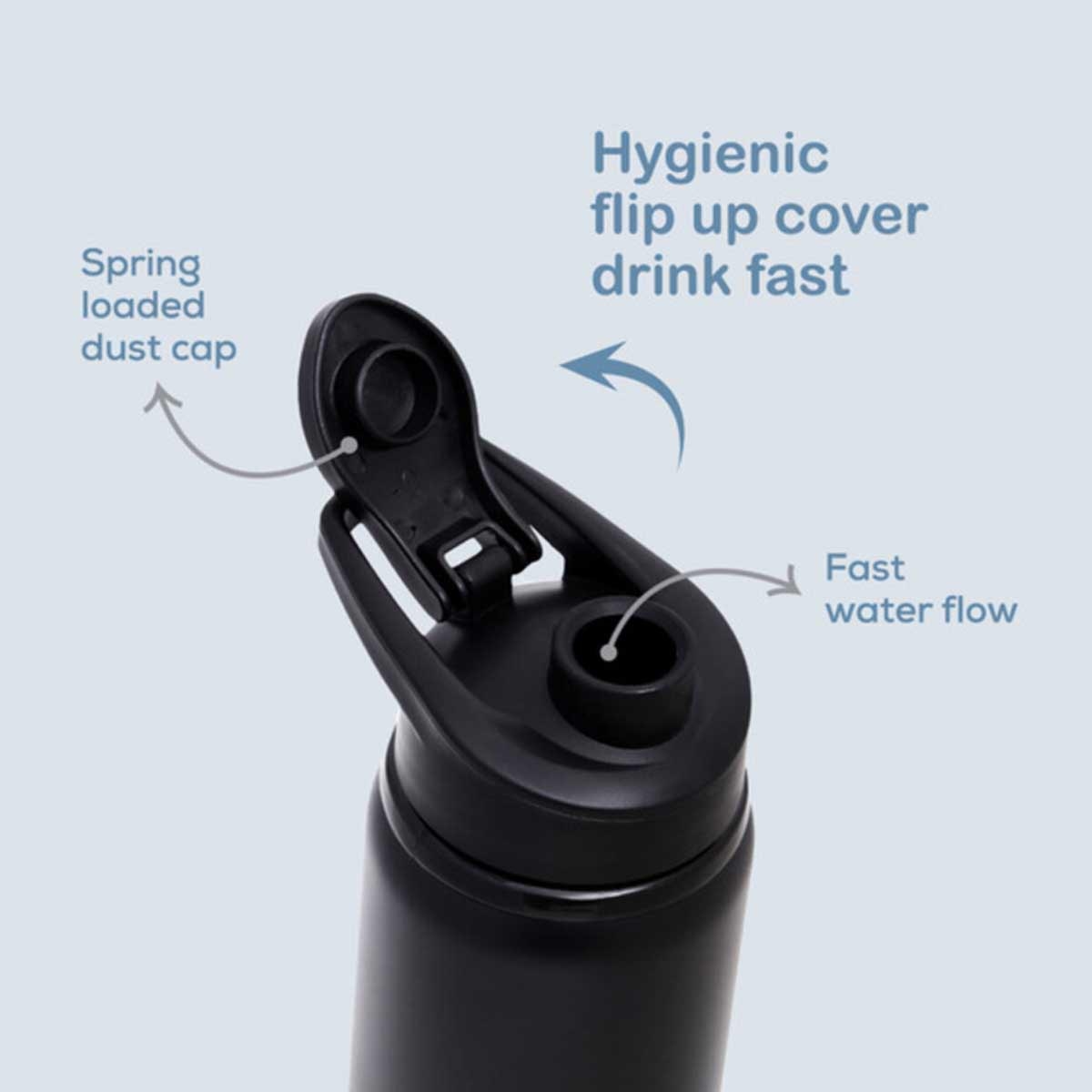 زجاجة مياه رياضية للأطفال من إيزي كيدز، سعة 700 مل، مصنوعة من الفولاذ المقاوم للصدأ الأسود