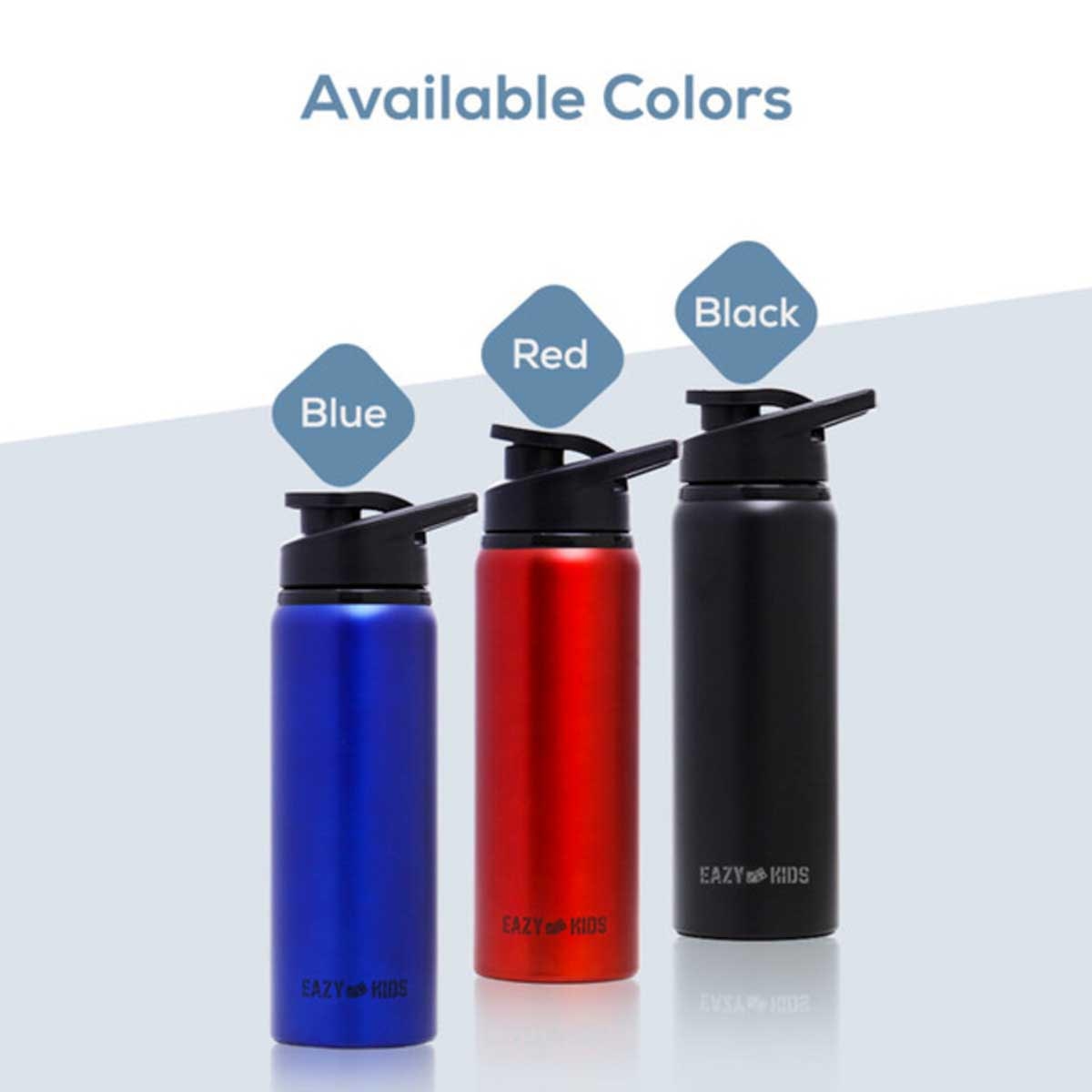 زجاجة مياه رياضية للأطفال من إيزي كيدز، سعة 700 مل، مصنوعة من الفولاذ المقاوم للصدأ الأسود