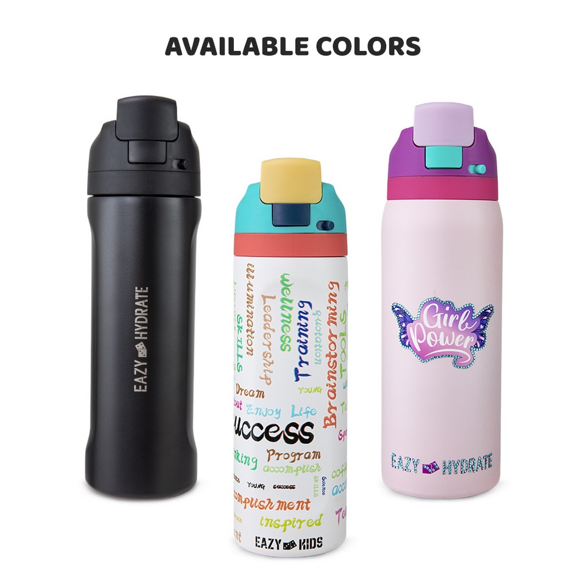 Eazy Kids 710ml Black Stainless Steel Water Bottle