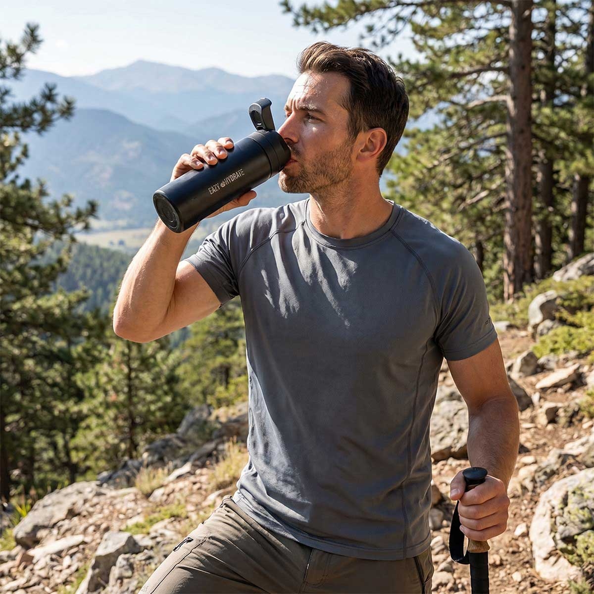 Eazy Kids 710ml Black Stainless Steel Water Bottle