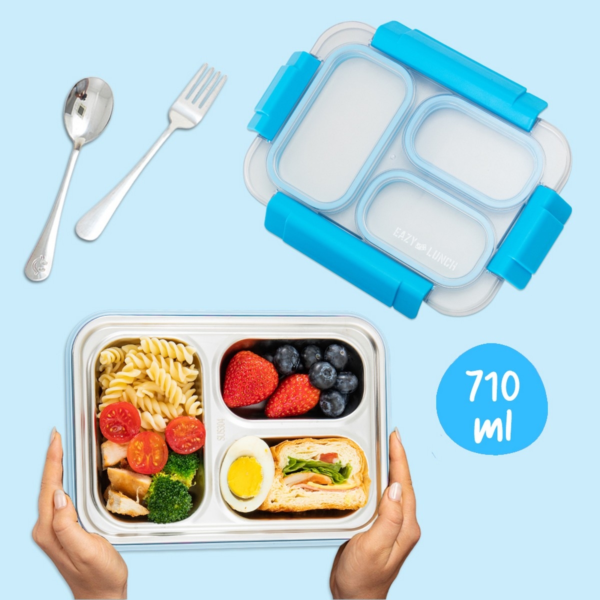 Eazy Kids 710ml Stainless Steel Bento Lunch Box