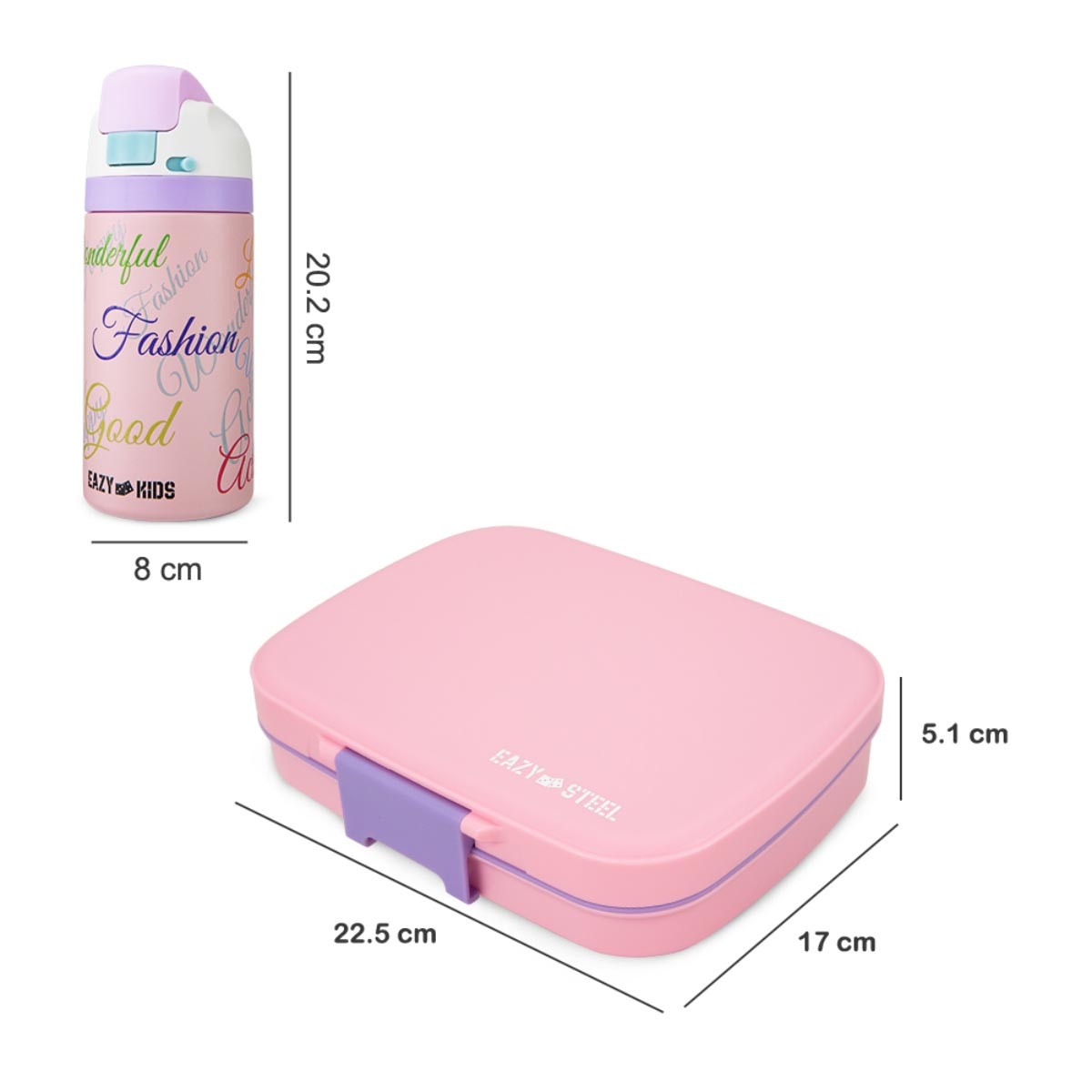 Eazy Kids 710ml Pink Premium Lunch Box with 445ml Water Bottle