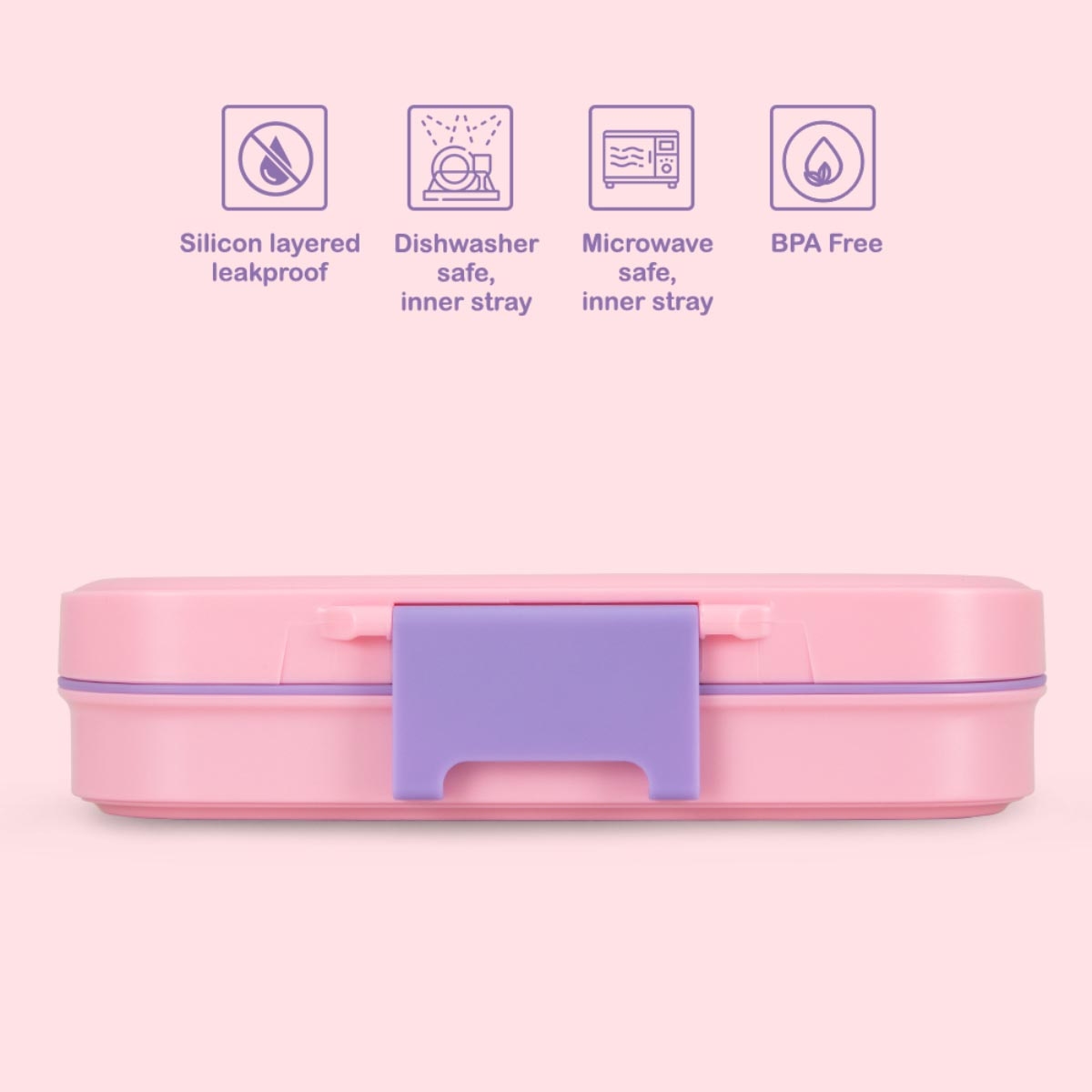 Eazy Kids 710ml Pink Premium Lunch Box with Insulated Lunch Bag