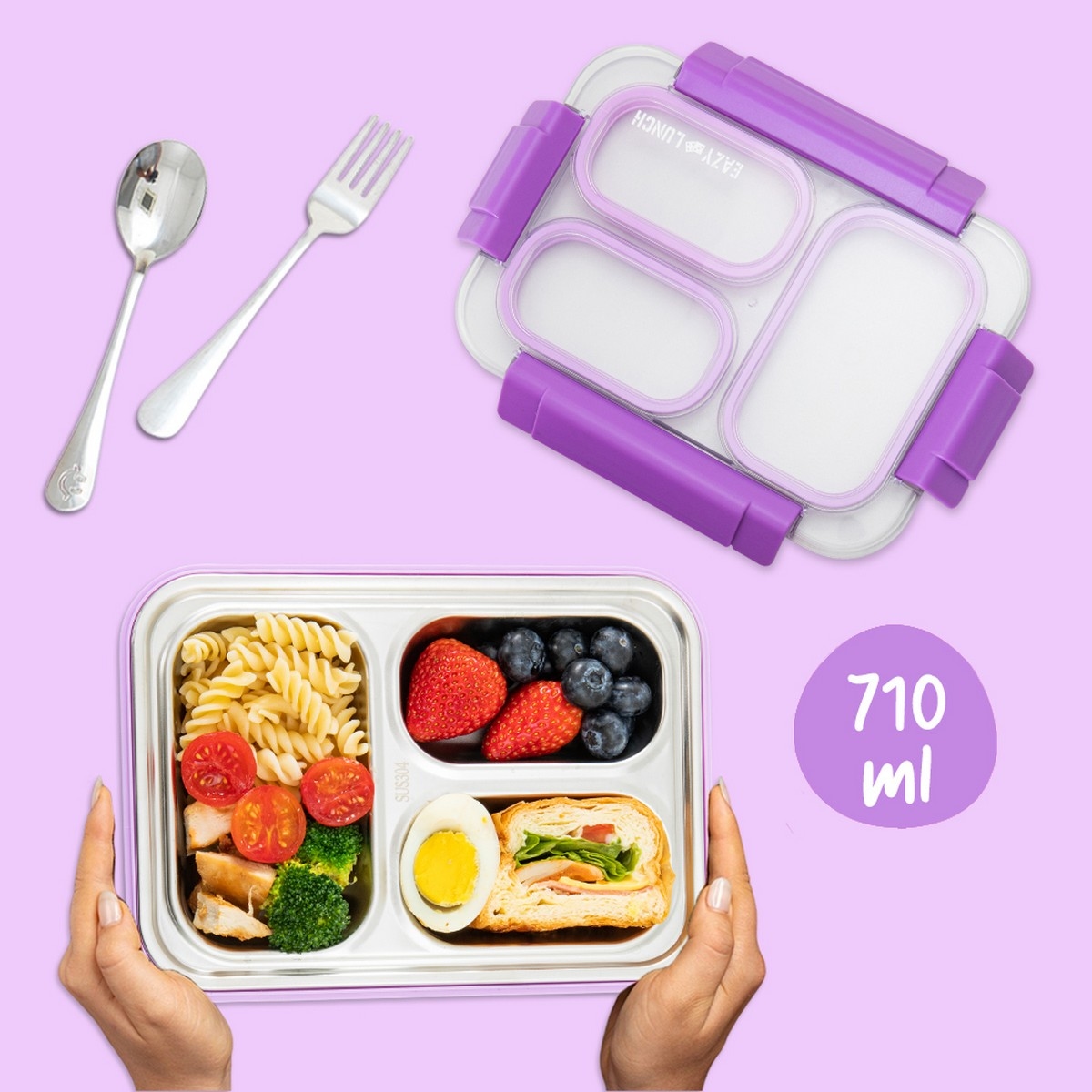 Eazy Kids 710ml Stainless Steel Bento Lunch Box