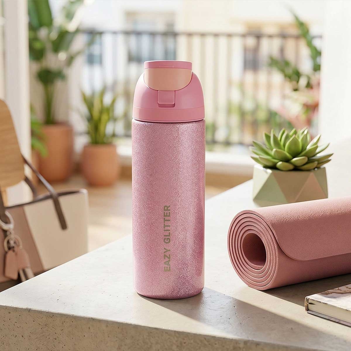 Eazy Kids 720ml Glitter Stainless Steel Water Bottle