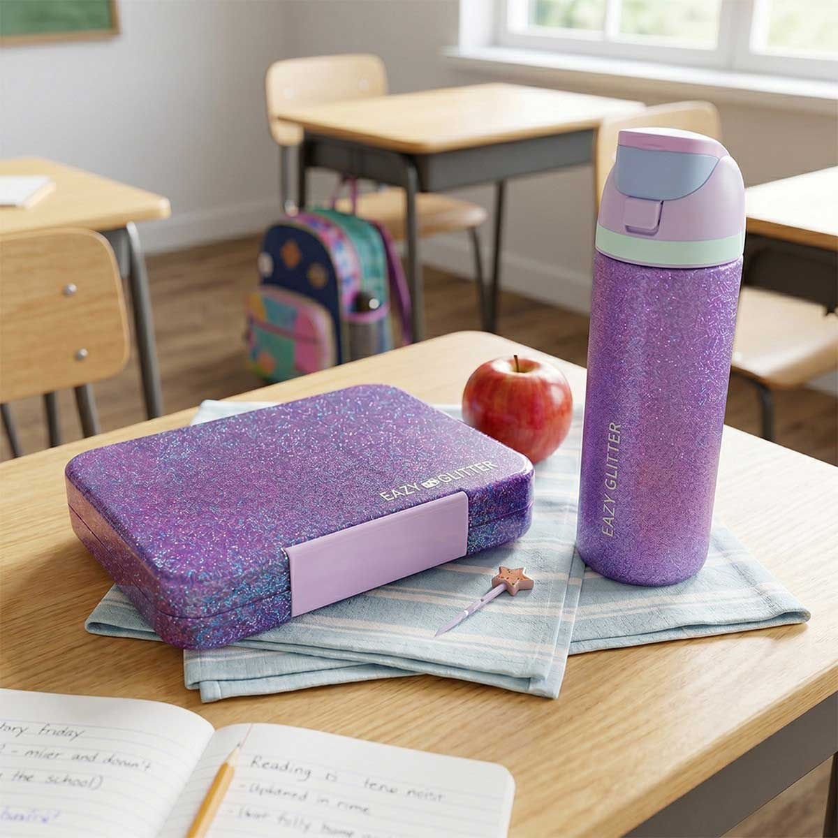 Eazy Kids 720ml Glitter Stainless Steel Water Bottle