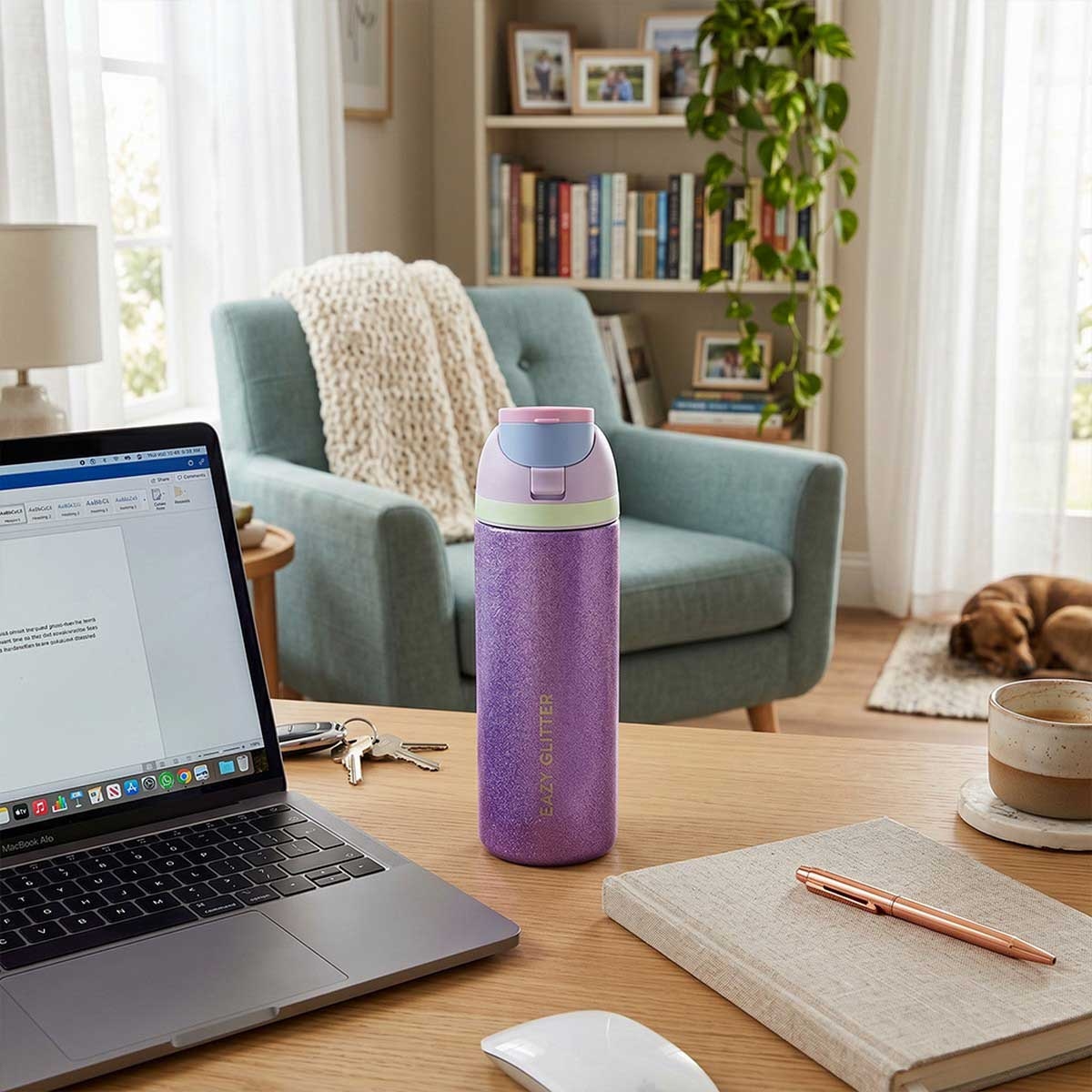 Eazy Kids 720ml Glitter Stainless Steel Water Bottle
