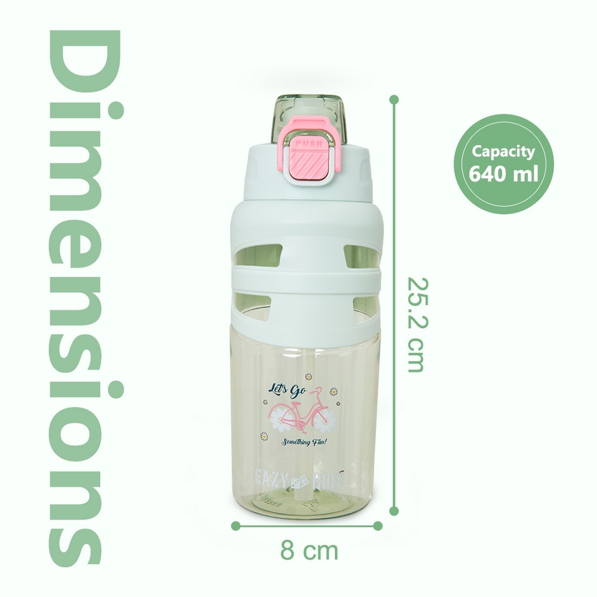 Eazy Kids 750ml Bicycle Mint Flip Top Water Bottle