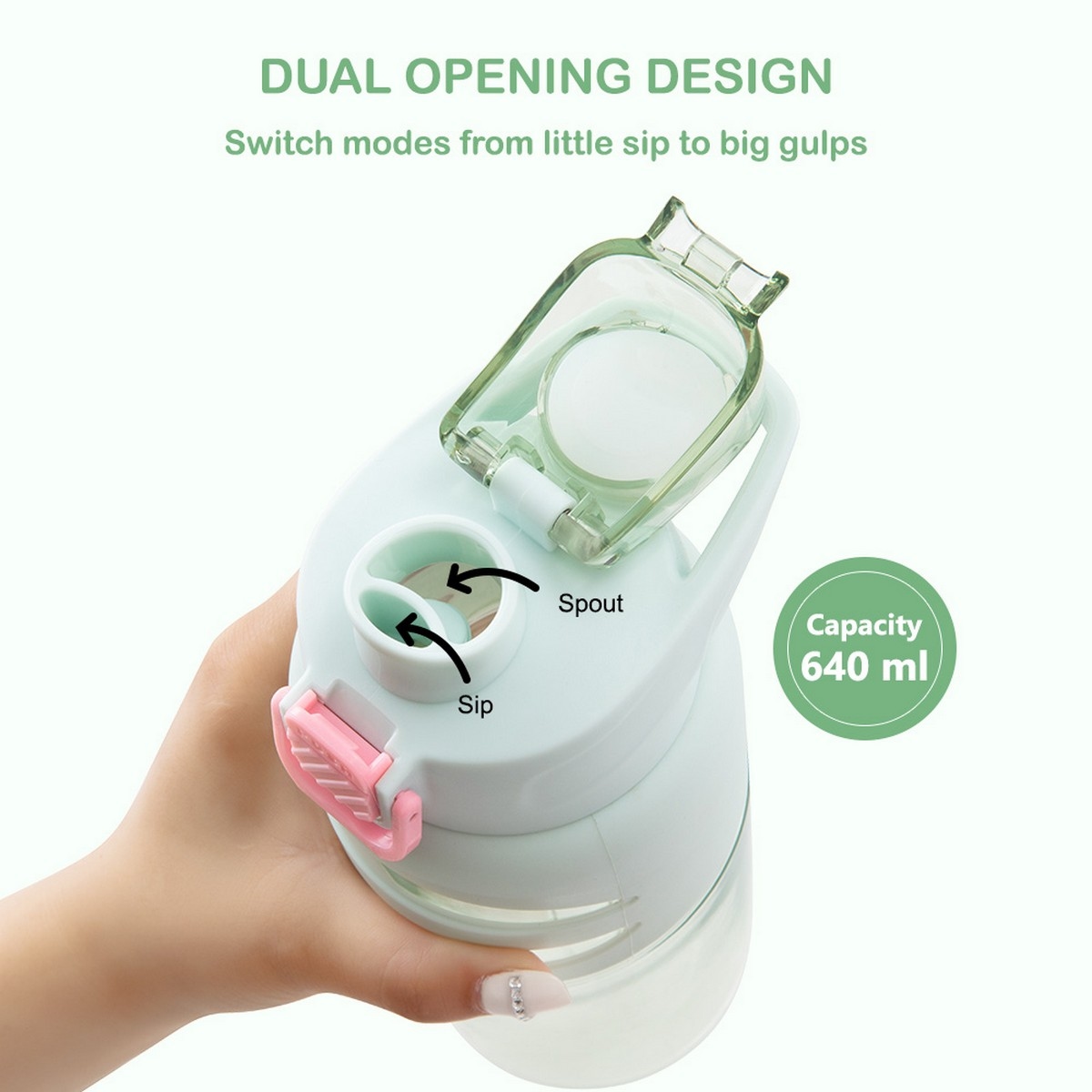 Eazy Kids 750ml Bicycle Mint Flip Top Water Bottle