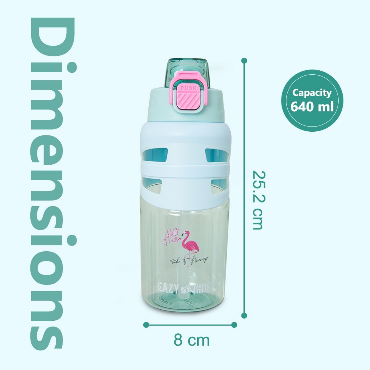 Eazy Kids 750ml Flamingo Aqua Flip Top Water Bottle