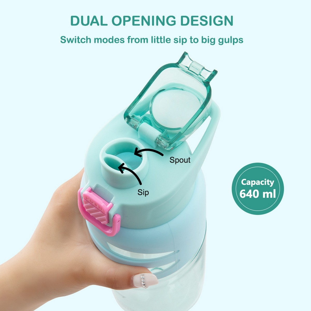 Eazy Kids 750ml Flamingo Aqua Flip Top Water Bottle
