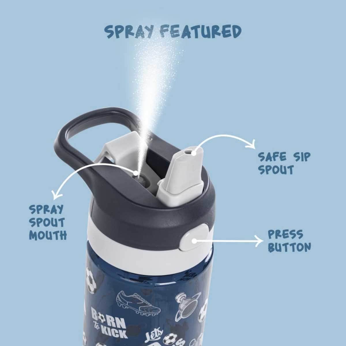 Eazy Kids 750ml Football Tritan Water Bottle with Spray