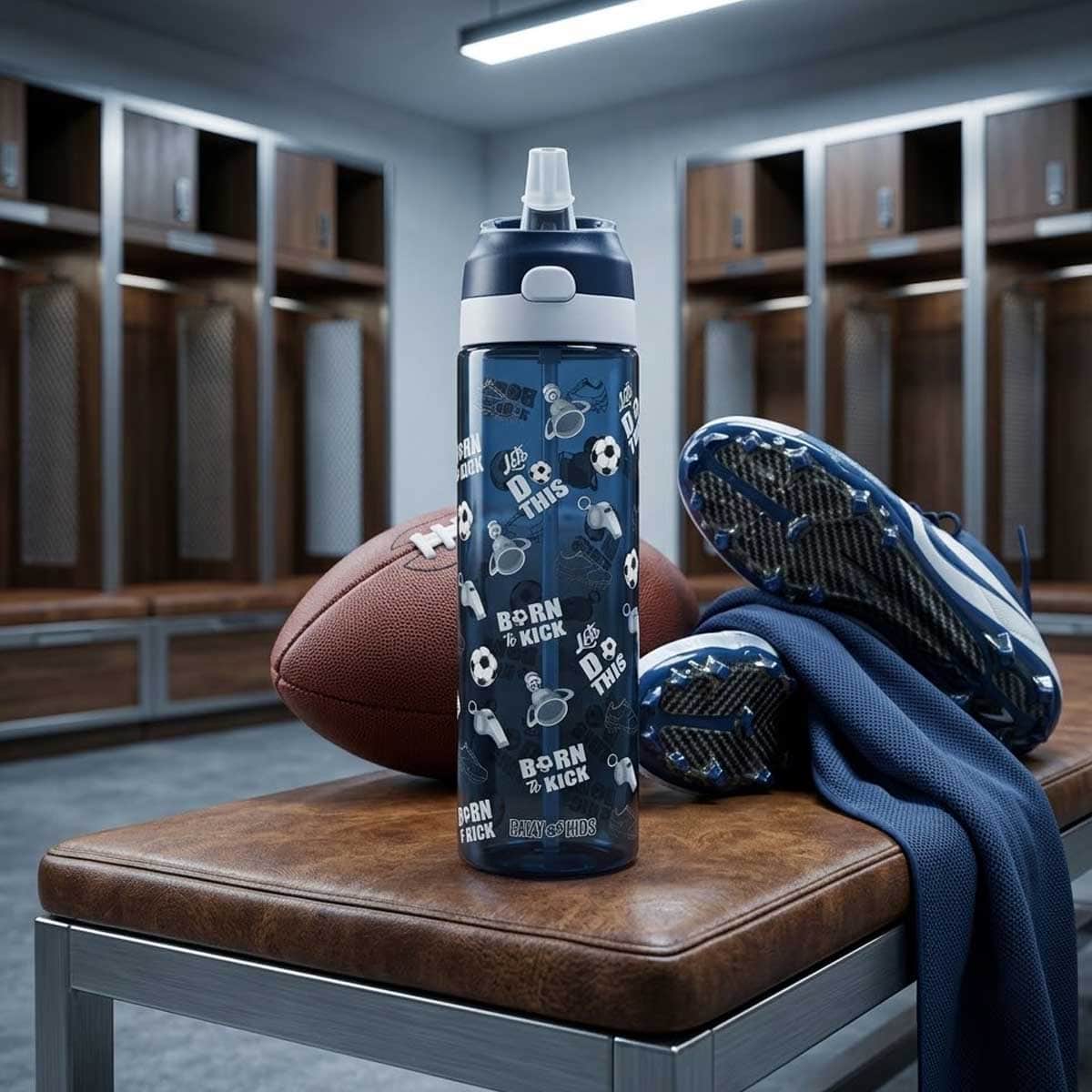 Eazy Kids 750ml Football Tritan Water Bottle with Spray
