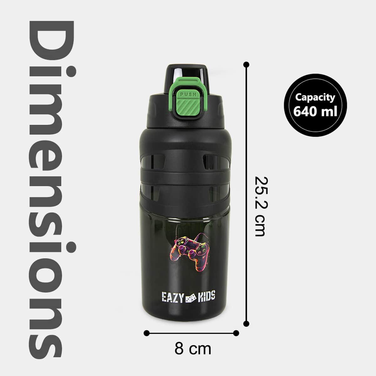Eazy Kids 750ml Gamer Black Flip Top Water Bottle