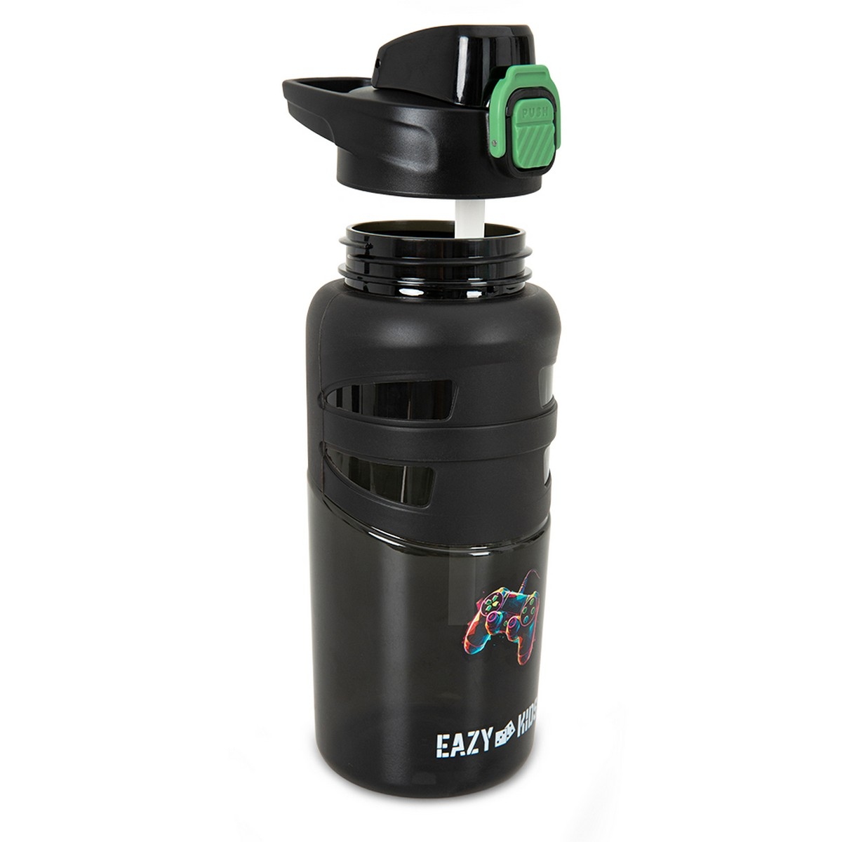 Eazy Kids 750ml Gamer Black Flip Top Water Bottle