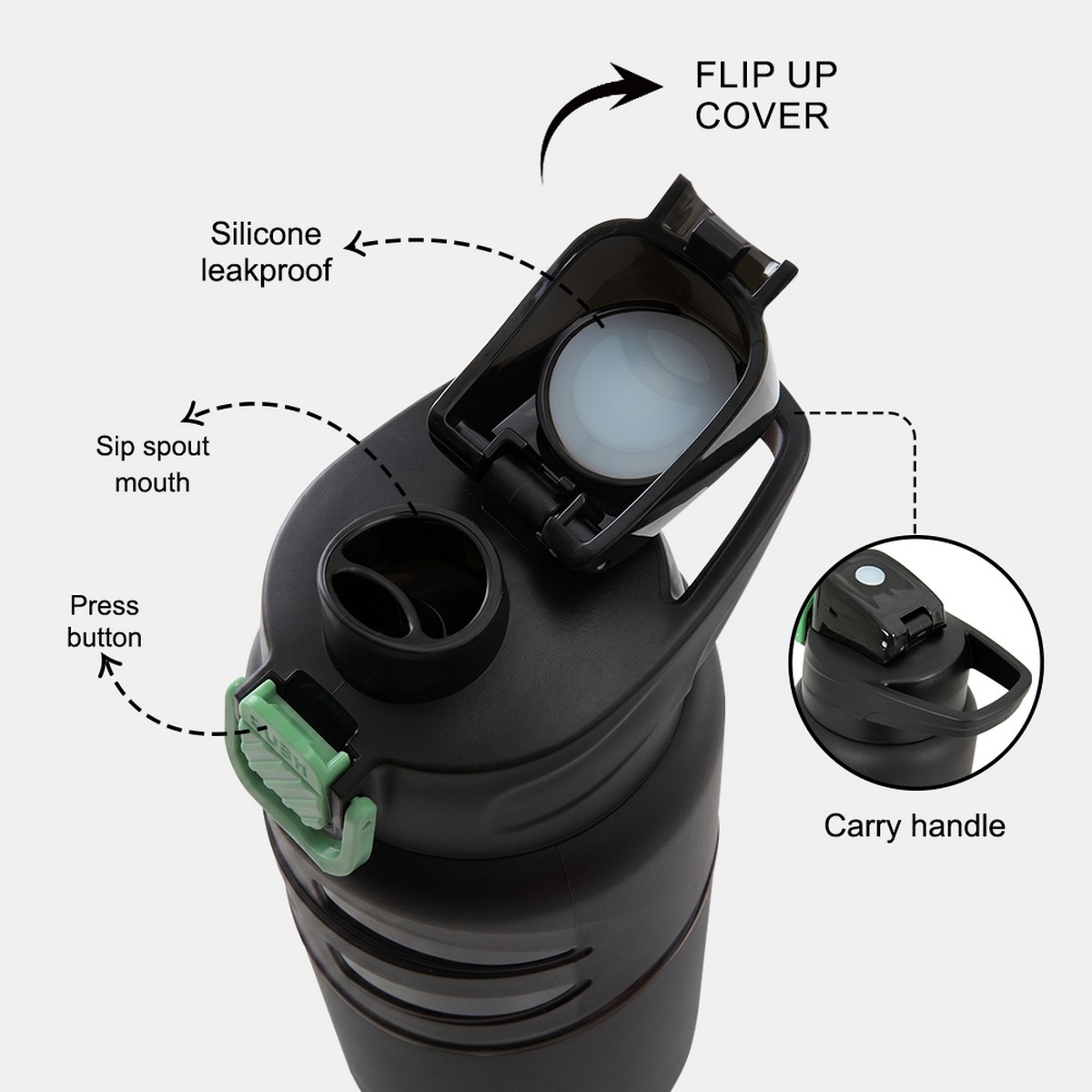 Eazy Kids 750ml Gamer Black Flip Top Water Bottle
