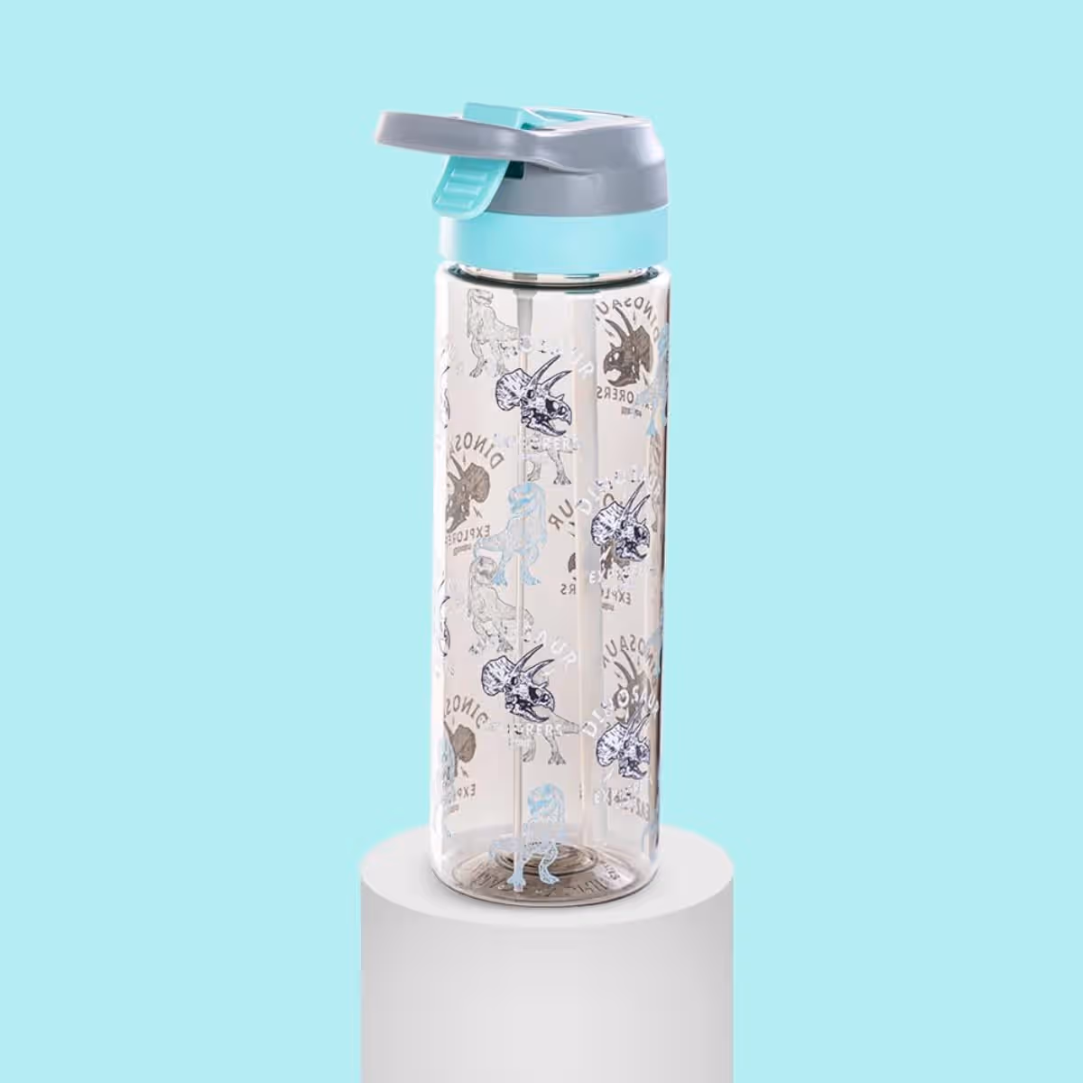 Eazy Kids 750ml Grey Dinosaur Tritan Water Bottle with Spray