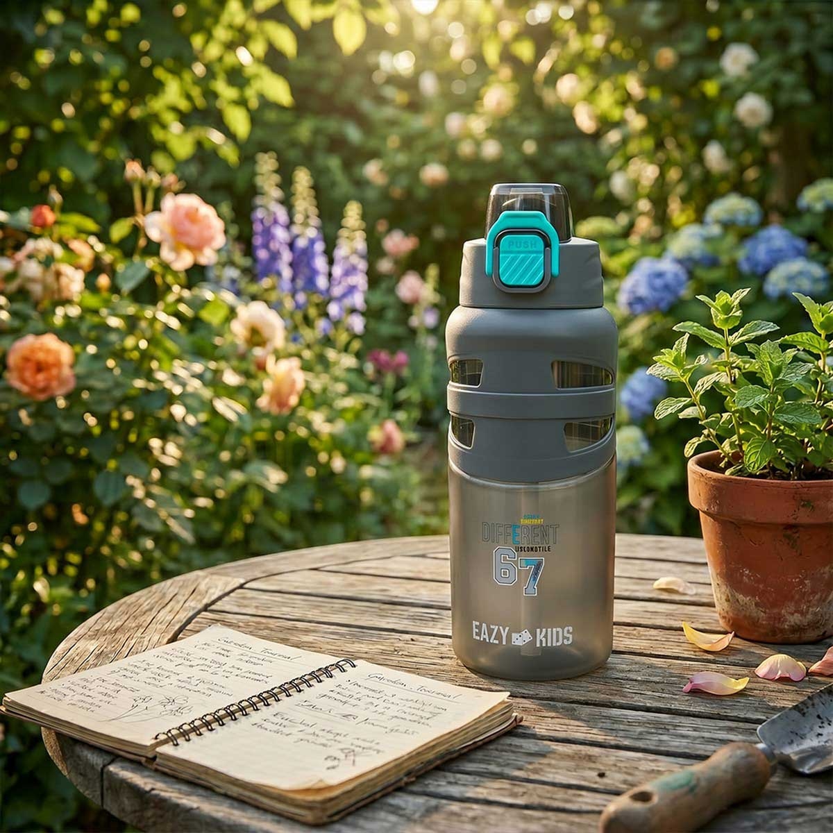 Eazy Kids 750ml Urban Grey Flip Top Water Bottle