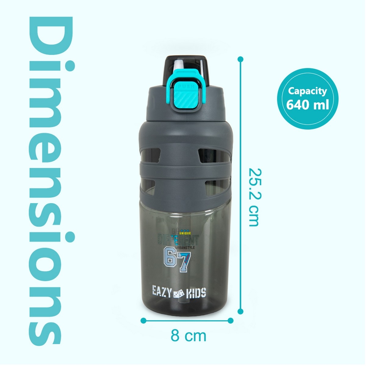 Eazy Kids 750ml Urban Grey Flip Top Water Bottle
