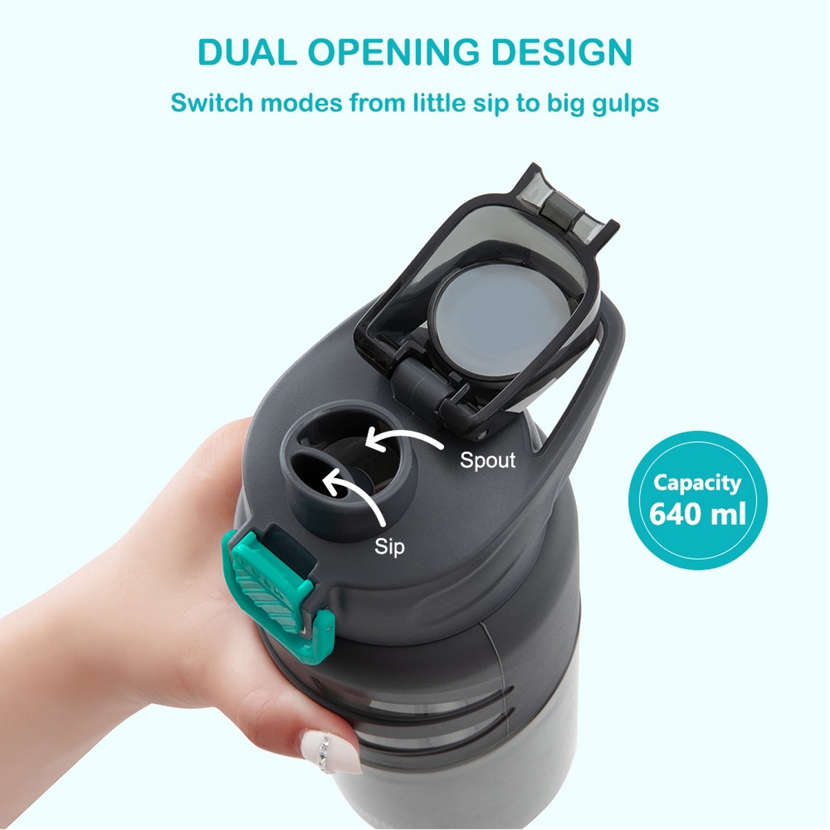Eazy Kids 750ml Urban Grey Flip Top Water Bottle