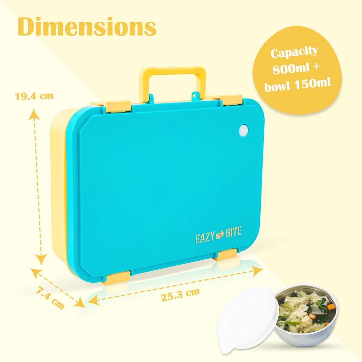 Eazy Kids 800ml Stainless Steel Lunch Box with 150ml Food Jar