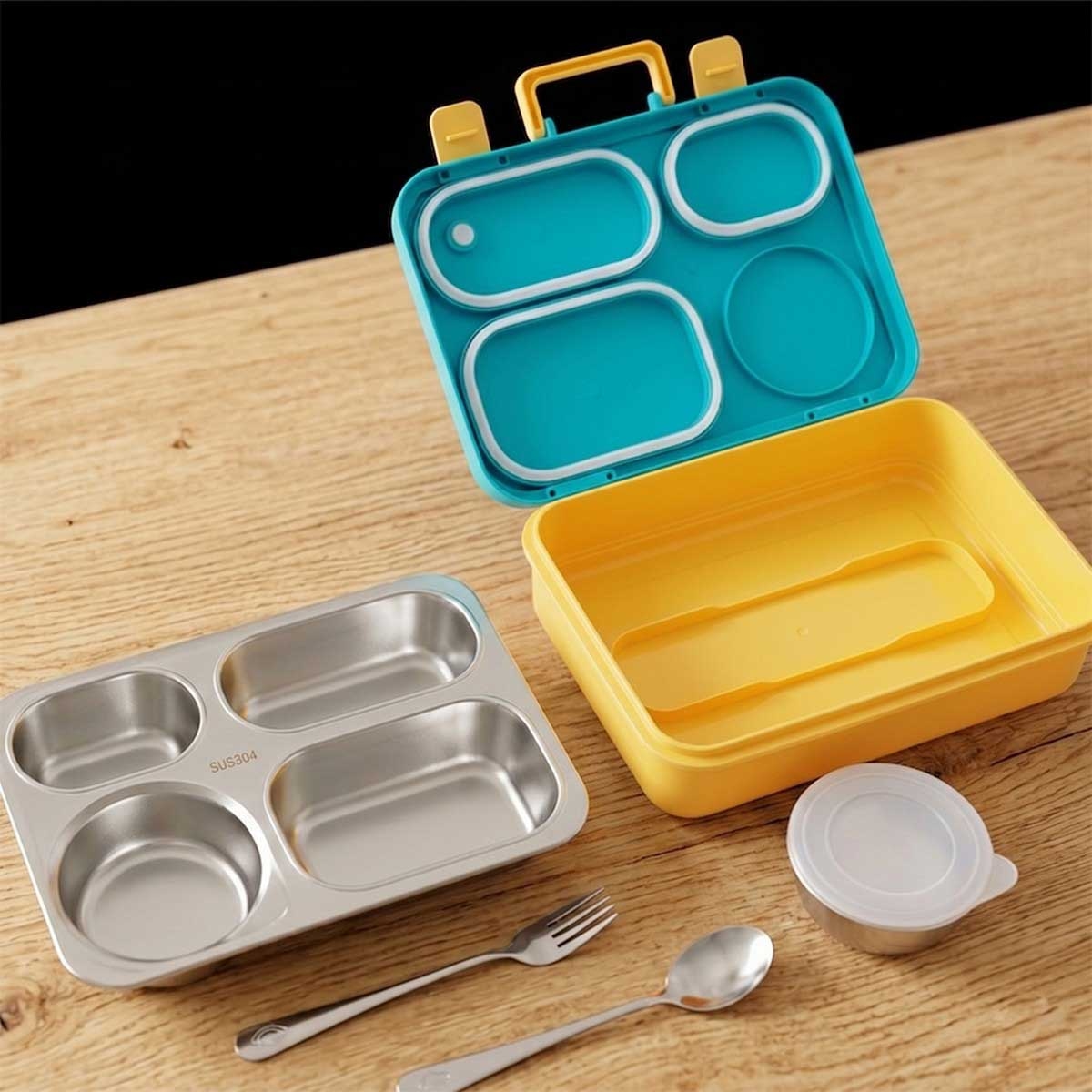 Eazy Kids 800ml Stainless Steel Lunch Box with 150ml Food Jar