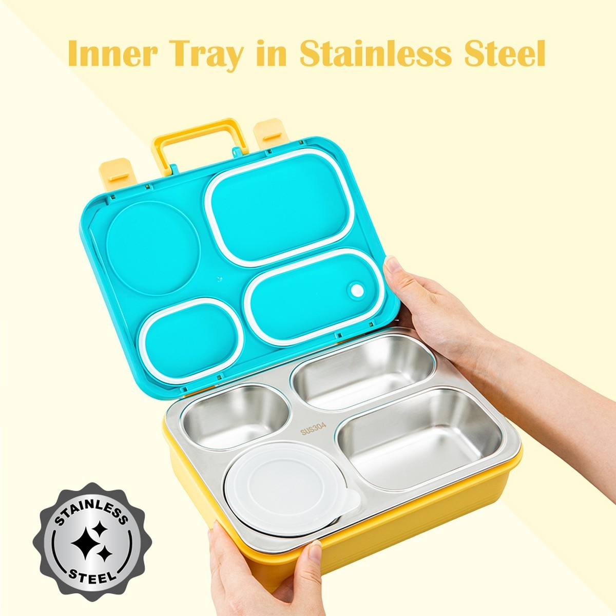 Eazy Kids 800ml Stainless Steel Lunch Box with 150ml Food Jar