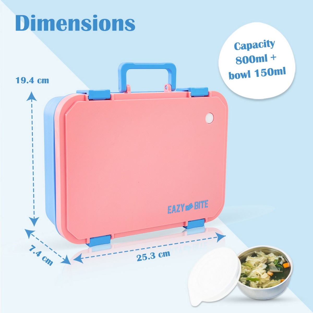 Eazy Kids 800ml Stainless Steel Lunch Box with 150ml Food Jar
