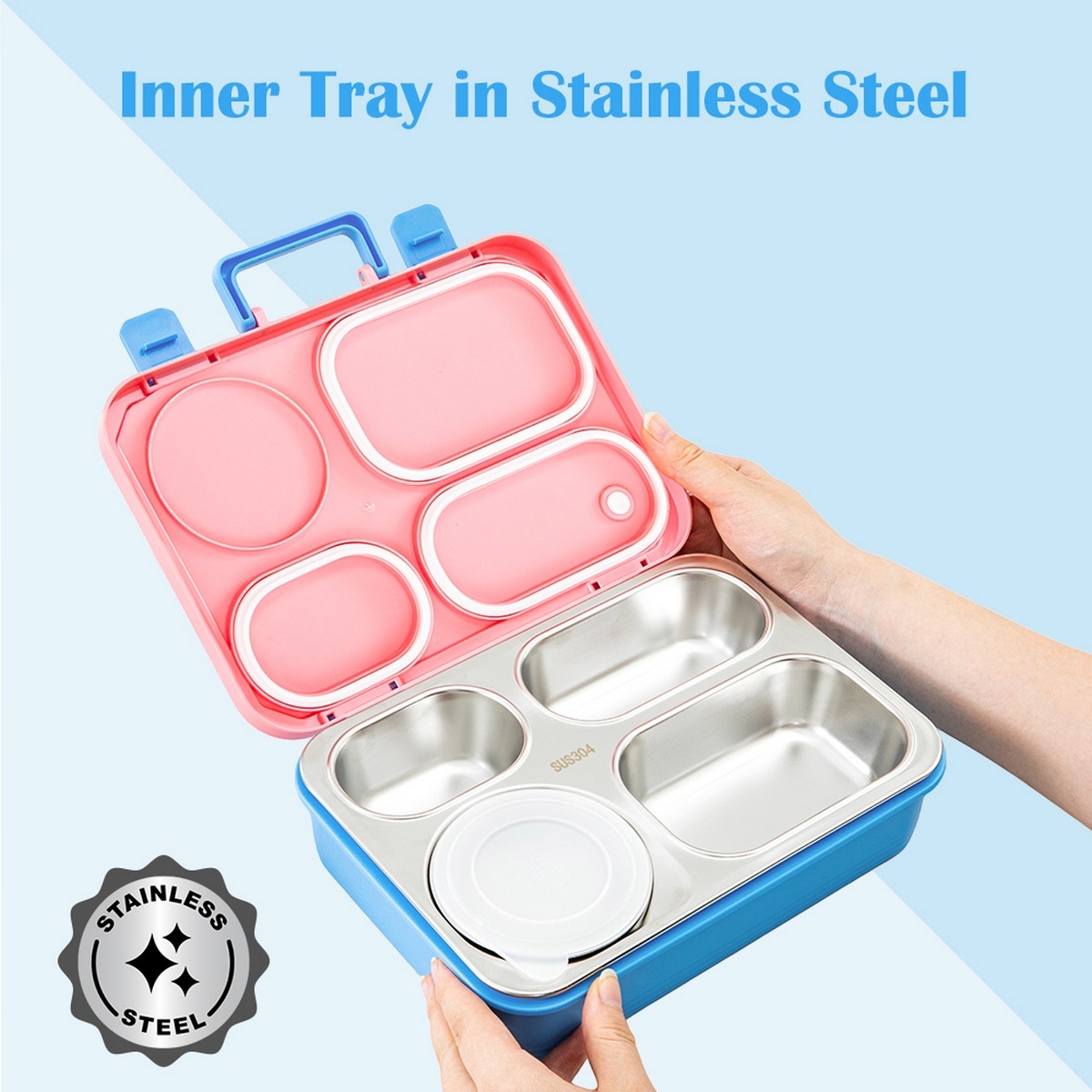 Eazy Kids 800ml Stainless Steel Lunch Box with 150ml Food Jar