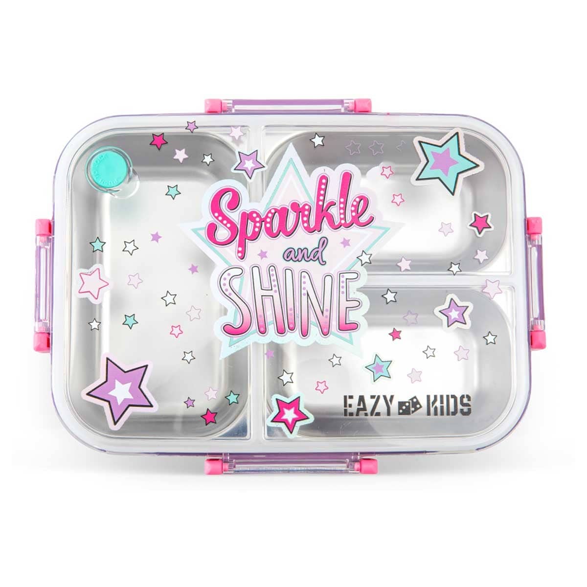 Eazy Kids 800ml Purple Sparkle Girl 3-Compartment Bento Lunch Box