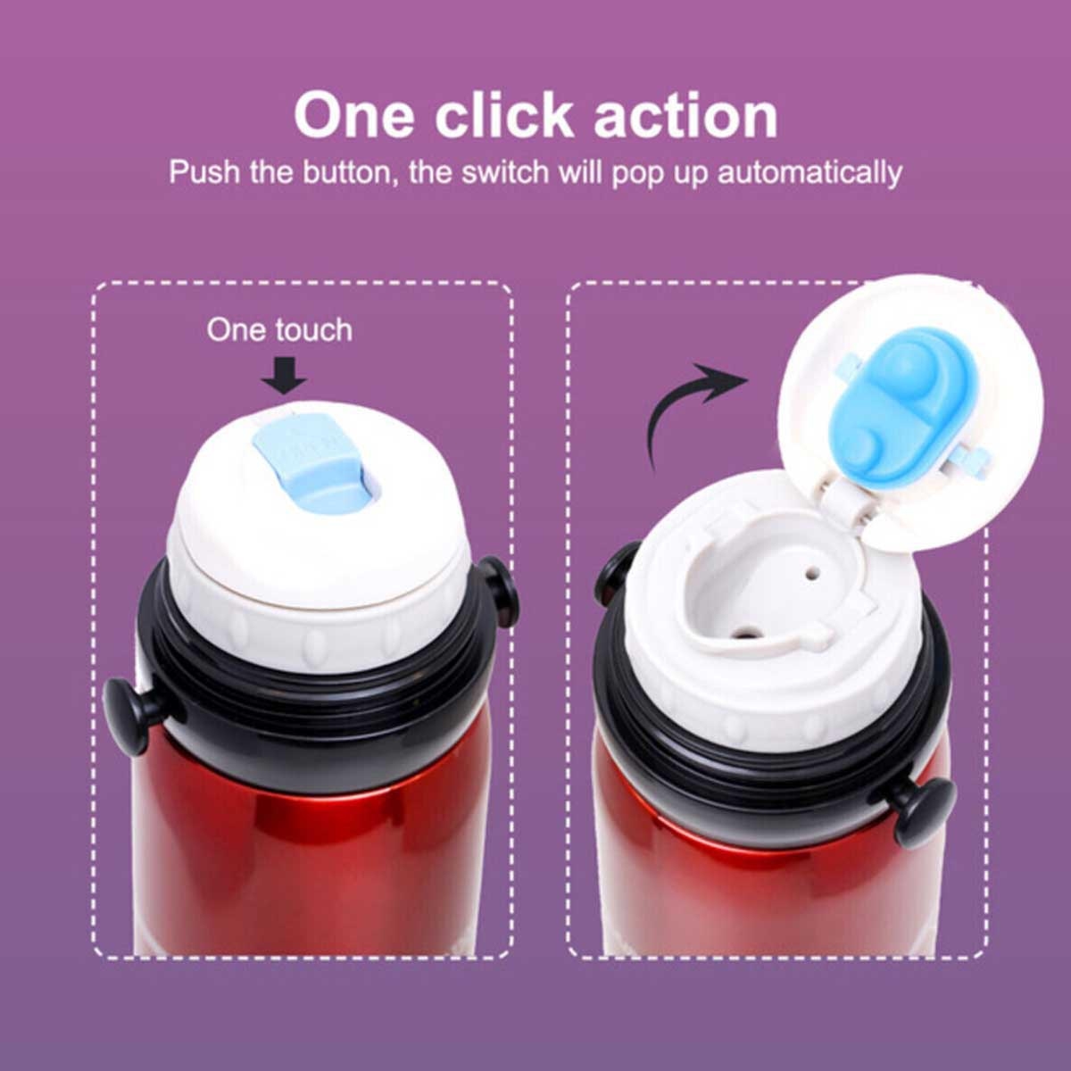 زجاجة مياه مدرسية معزولة بجدار مزدوج من إيزي كيدز، سعة 800 مل، لون أحمر