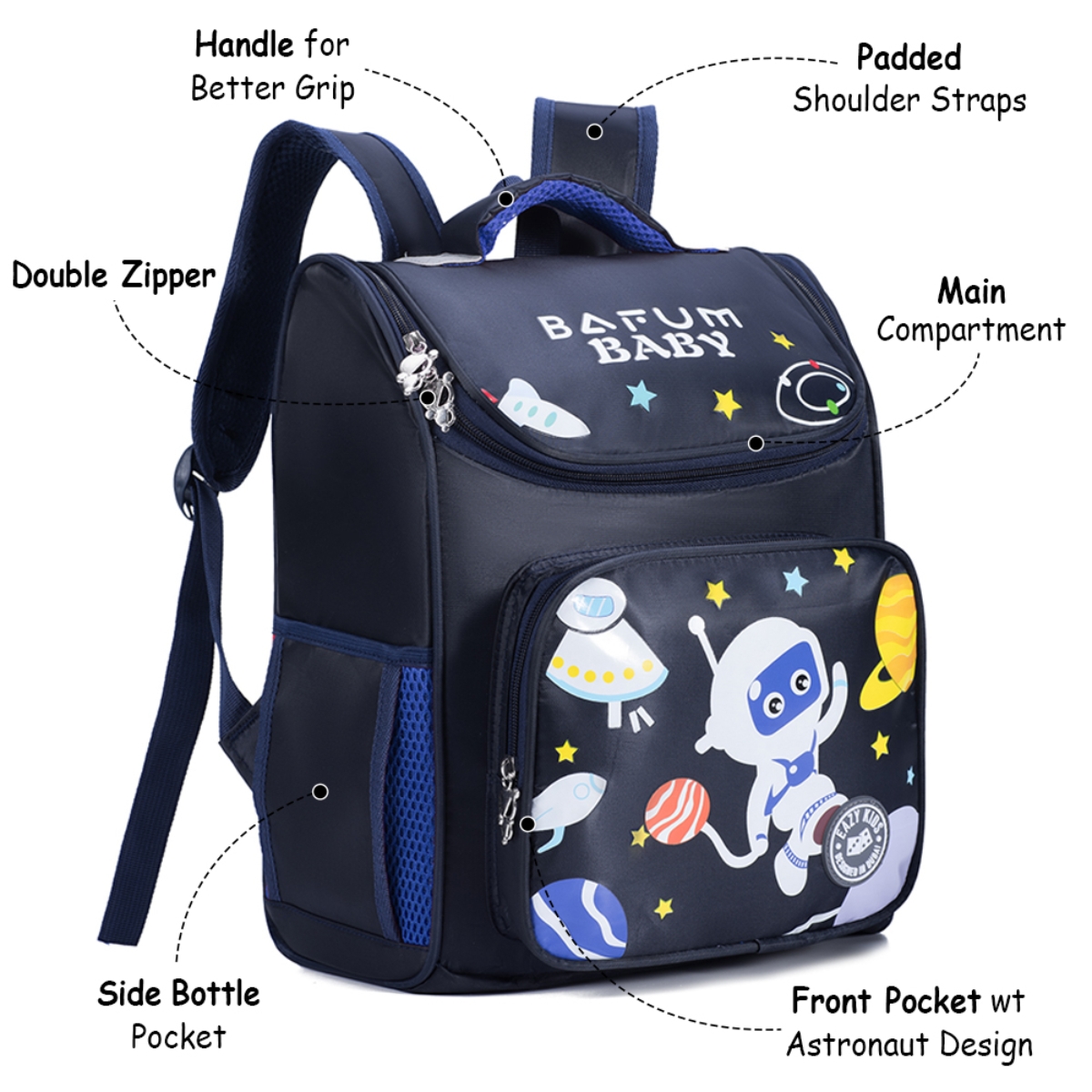 Eazy Kids Astronaut School Bag Unisex, 3-4 Years