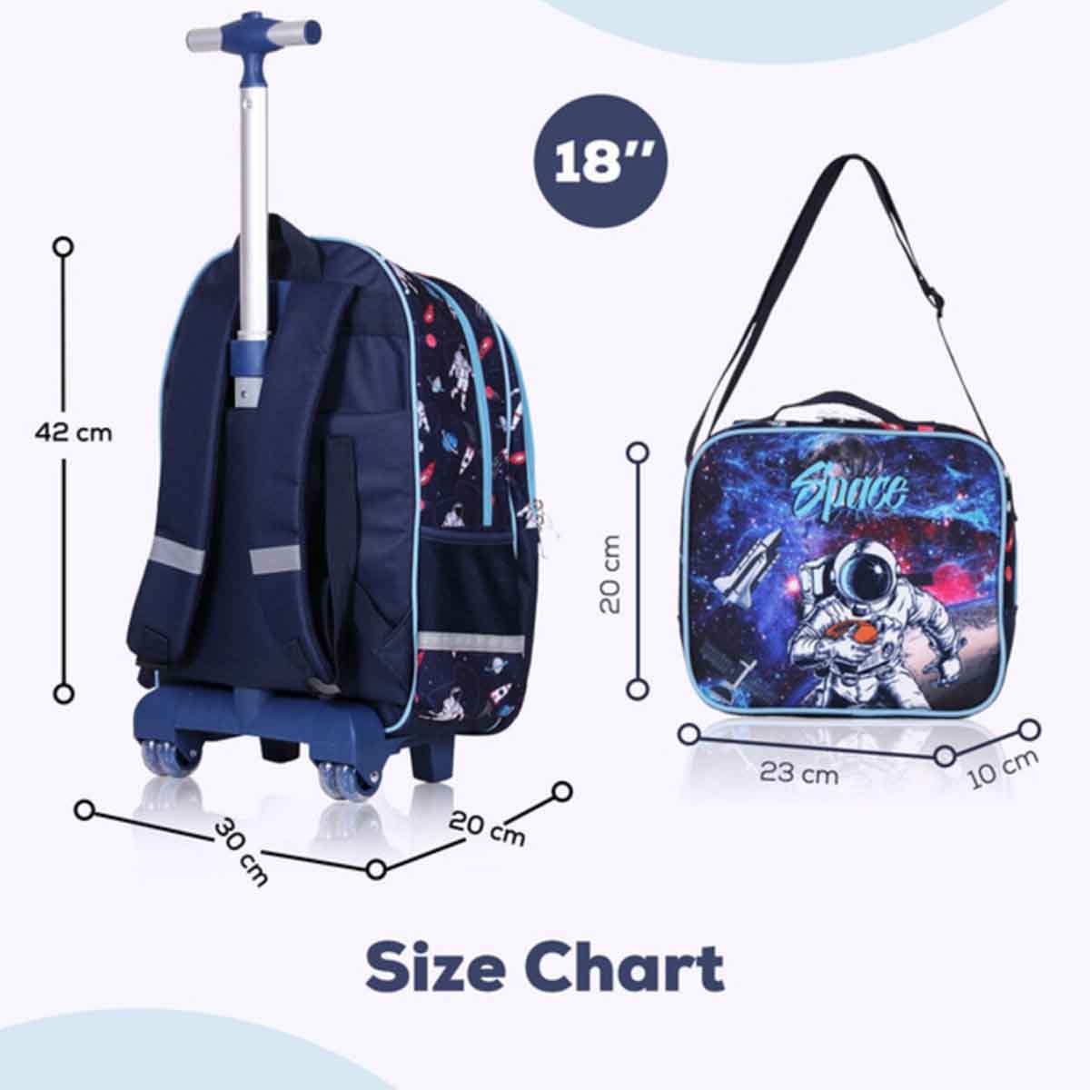 إيزي كيدز مجموعة 4 في 1 حقيبة مدرسية 18 إنش بتصميم رائد فضاء مع حقيبة غداء وحقيبة نشاط وحقيبة أقلام