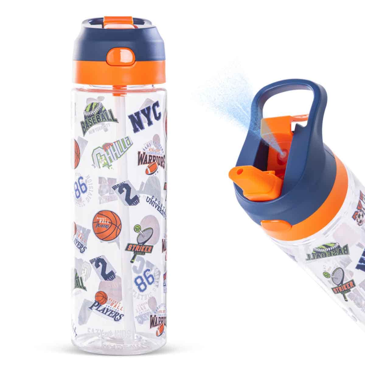Eazy Kids 750ml Basketball Tritan Water Bottle with Spray