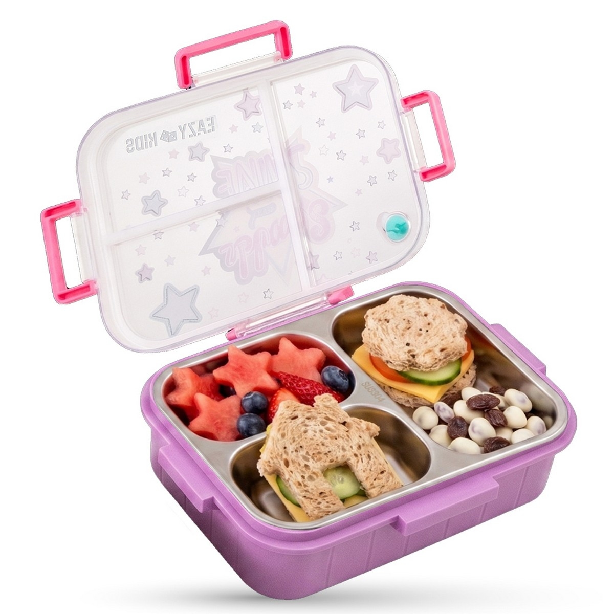 Eazy Kids Berry Good School Bag with Stainless Steel Bento Lunch Box