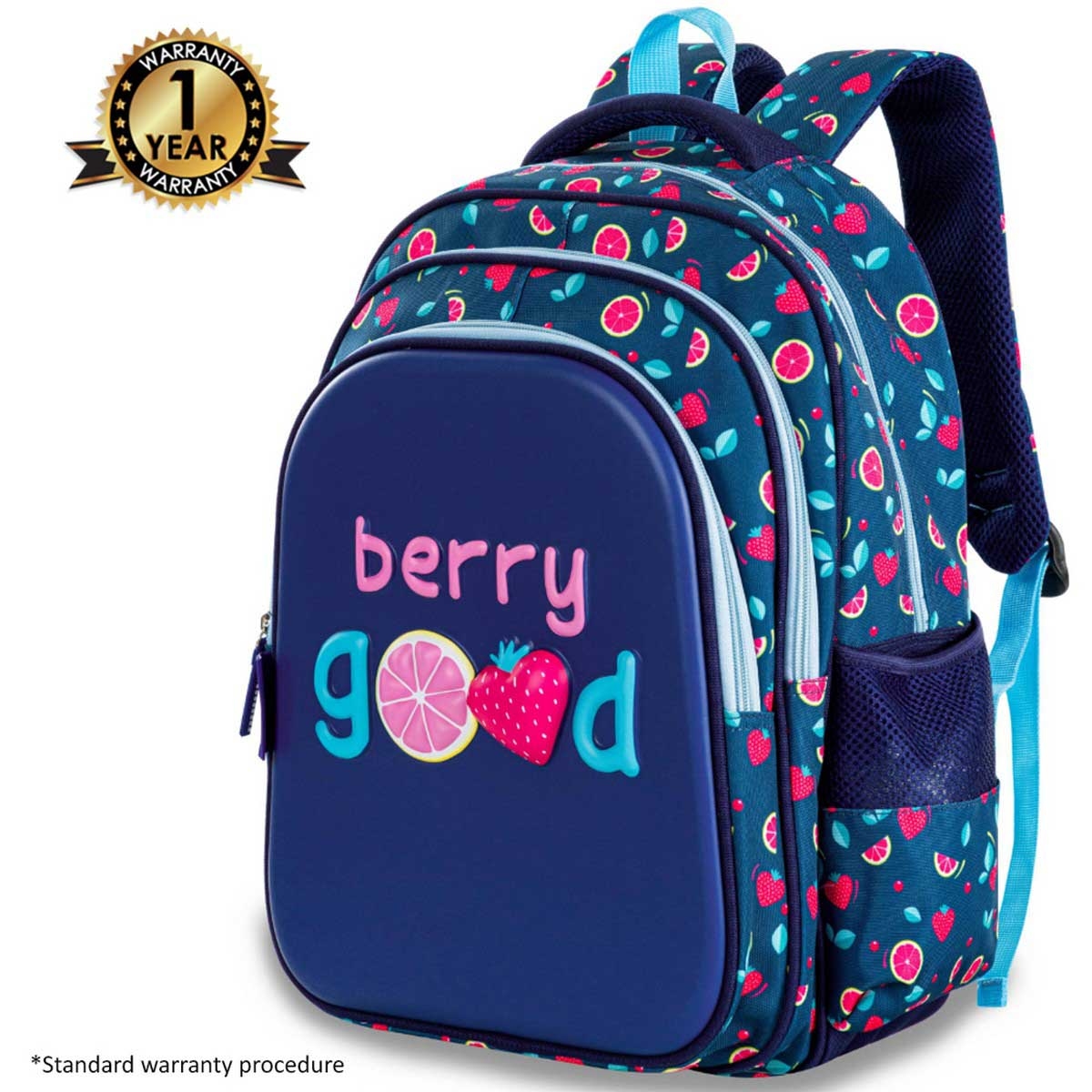 Eazy Kids Berry Good School Bag with Stainless Steel Bento Lunch Box