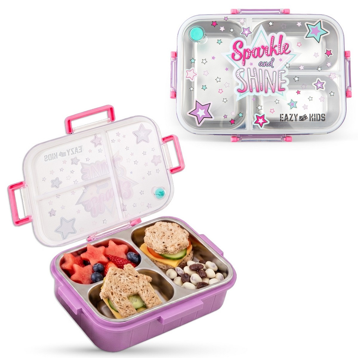 Eazy Kids Berry Good School Bag with Stainless Steel Bento Lunch Box
