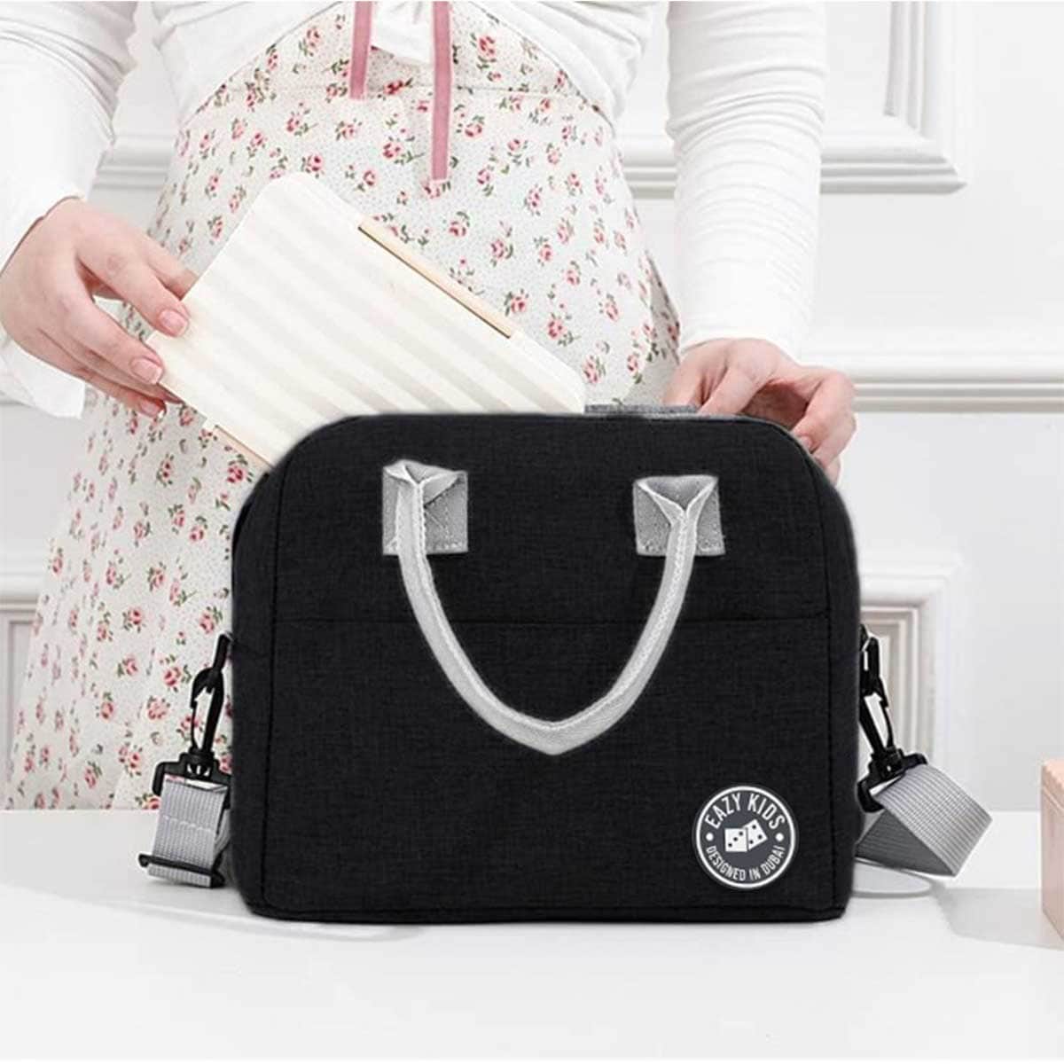 Eazy Kids Black Insulated Lunch Bag