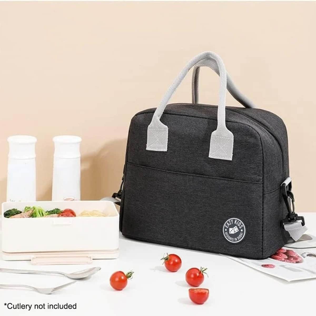 Eazy Kids Black Insulated Lunch Bag