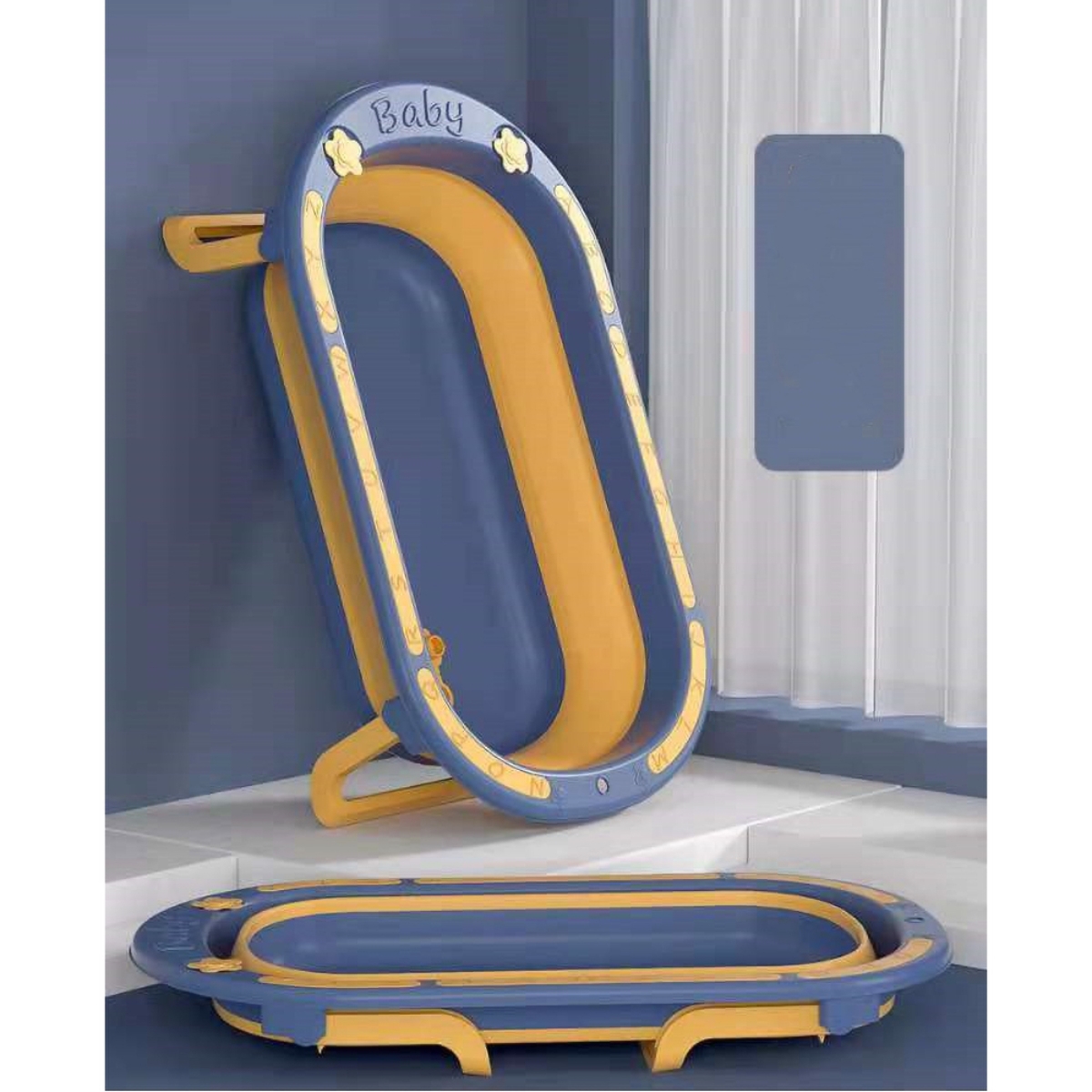 Eazy Kids Blue Folding Bath Tub Toddler, 0-2 Years