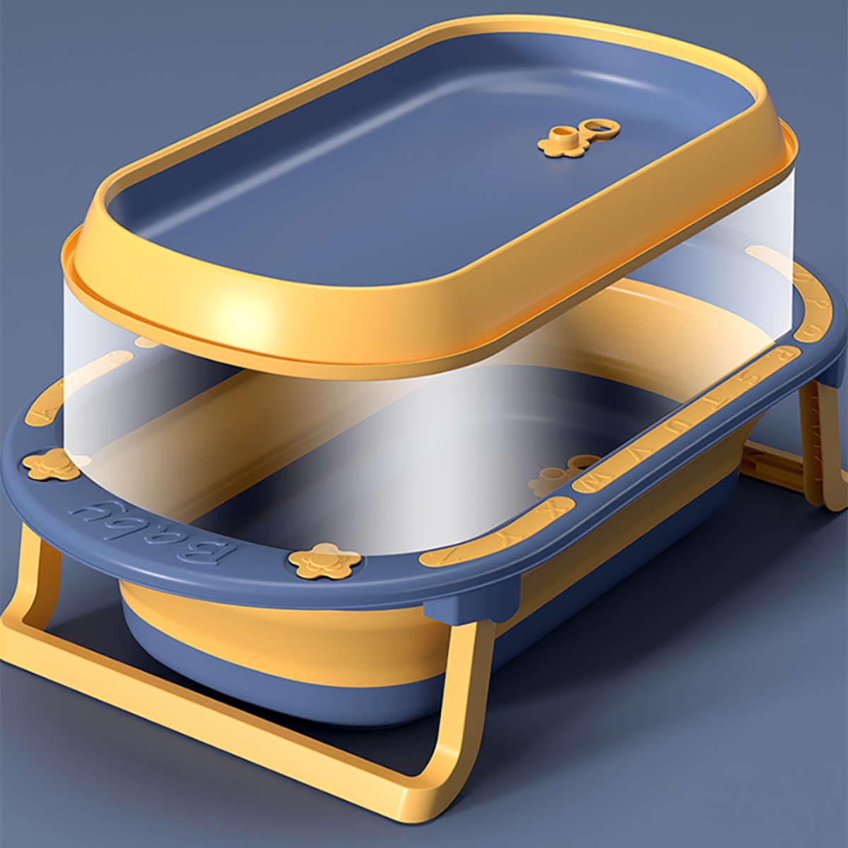 Eazy Kids Blue Folding Bath Tub Toddler, 0-2 Years