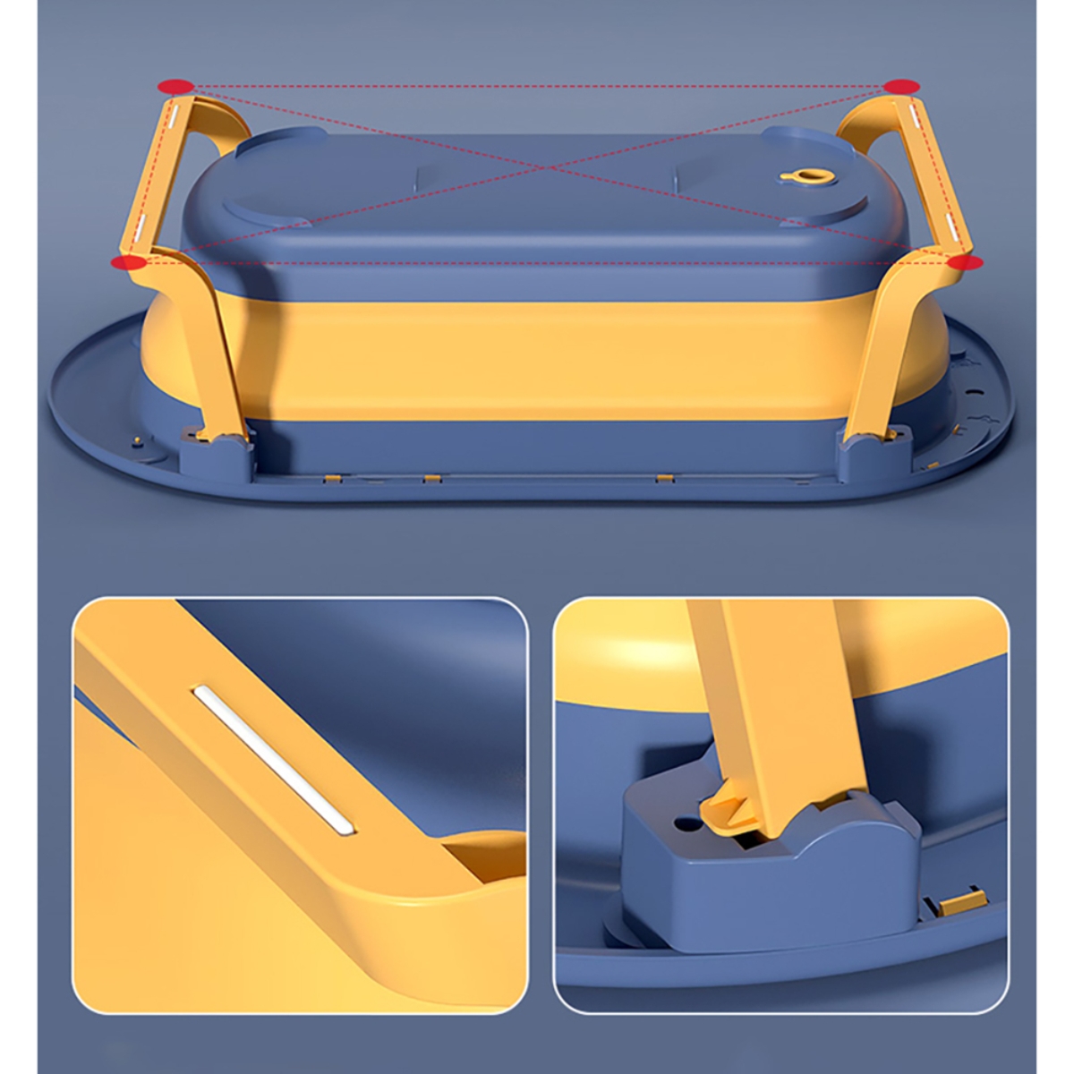 Eazy Kids Blue Folding Bath Tub Toddler, 0-2 Years